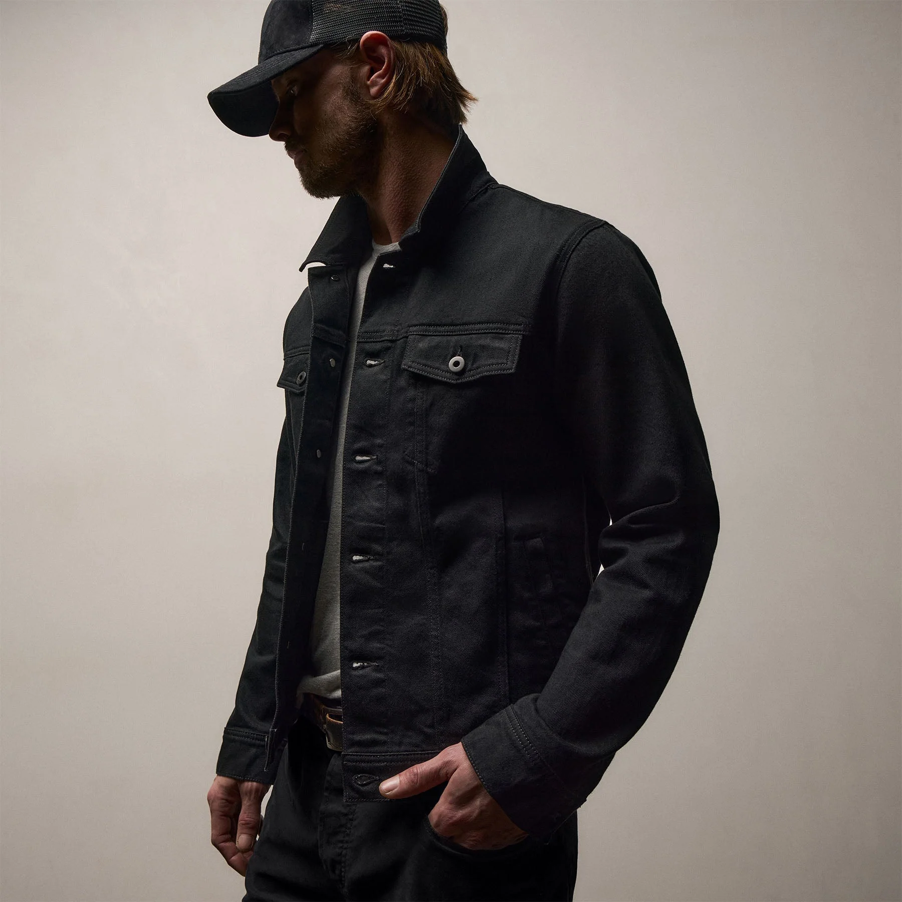 Stretch Denim Jacket - Night Palms - Image 2