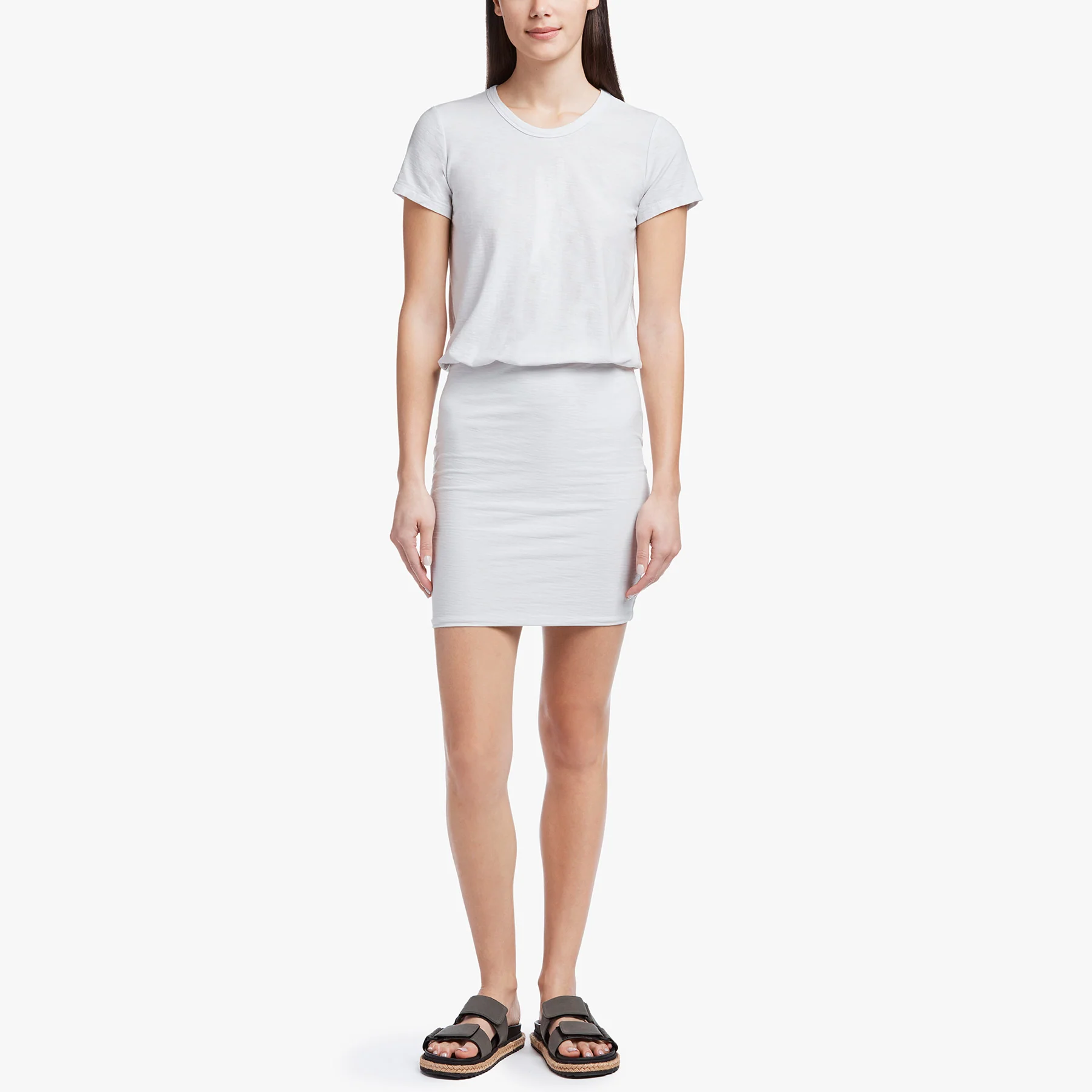 Stretch Jersey Blouson T Shirt Dress - Talc