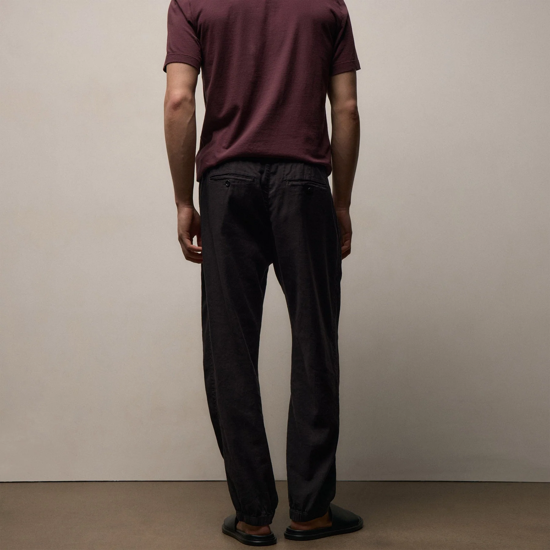 Stretch Linen Jogger - Black - Image 3