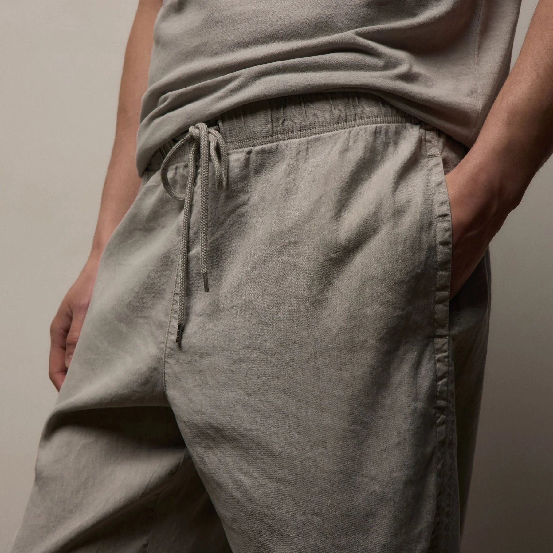Stretch Linen Jogger - Fog Pigment - Image 3