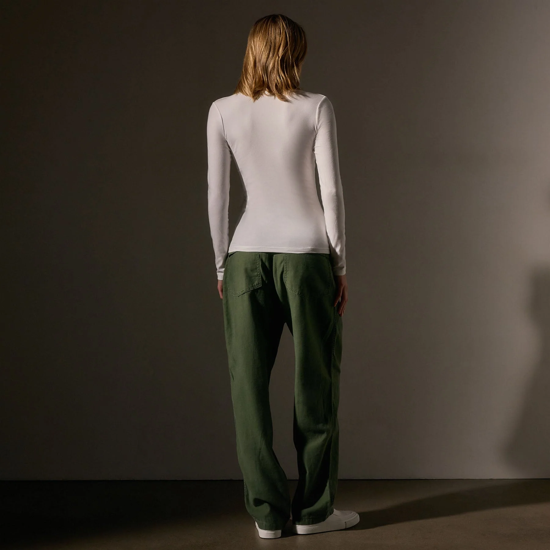 Stretch Lotus Deep V Tee - White - Image 6