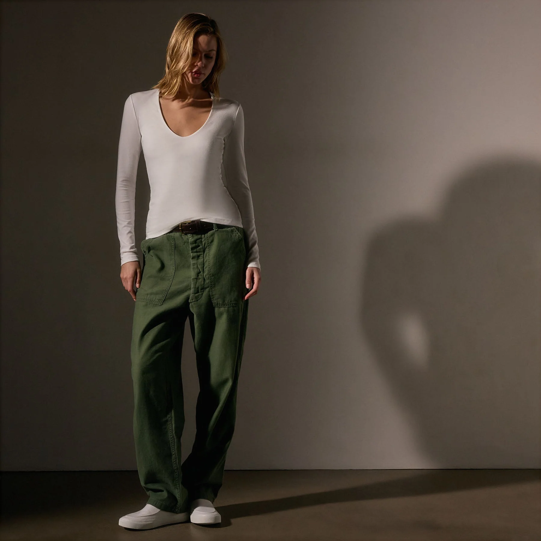 Stretch Lotus Deep V Tee - White - Image 8