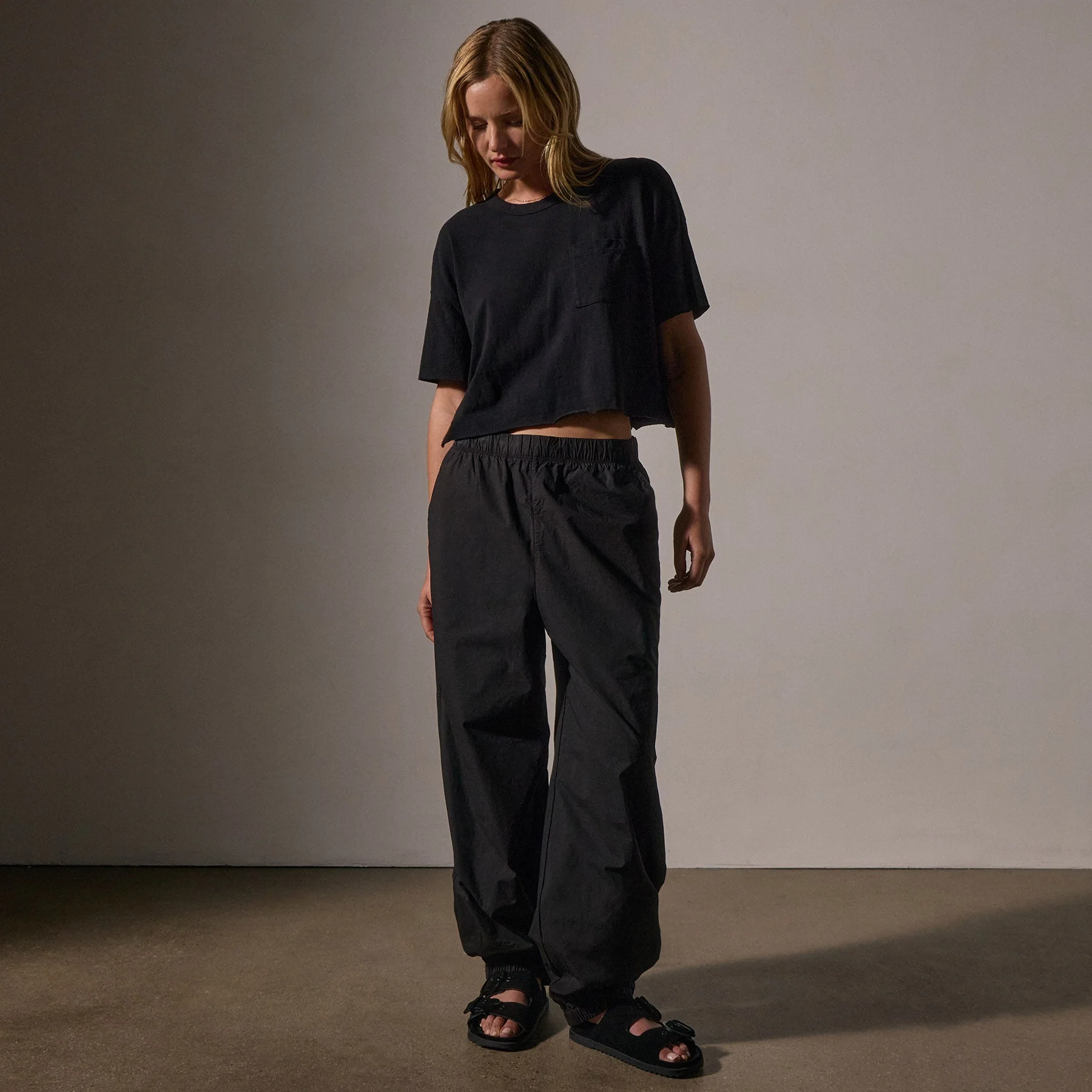 Stretch Poplin Parachute Pant - Black - Image 3