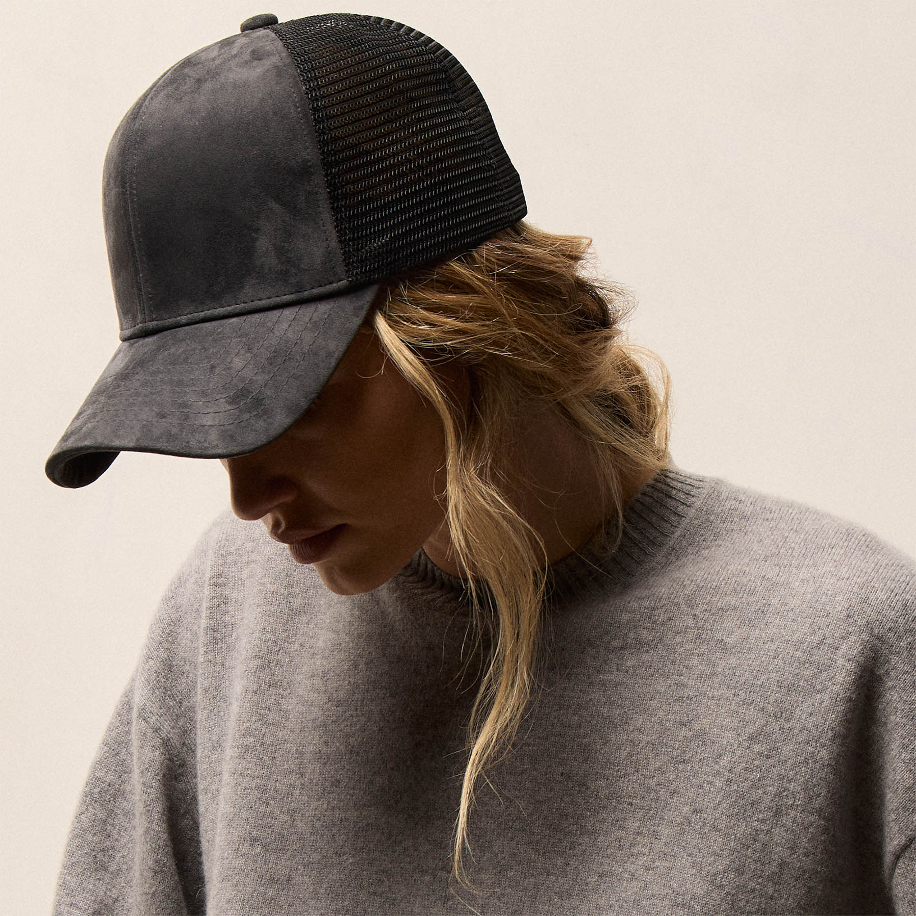 Suede Baseball Hat - Smokey Grey - Image 3