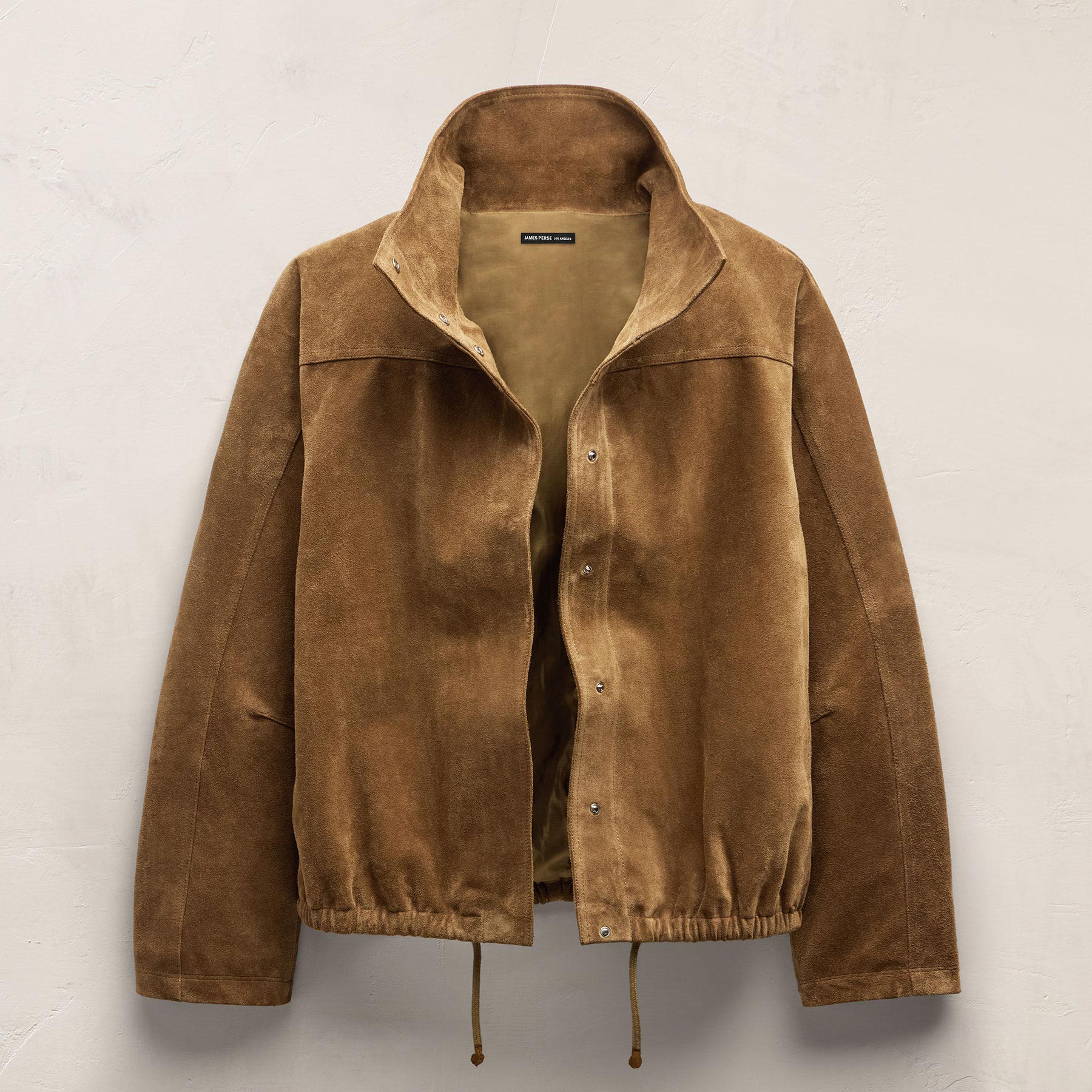 Suede Funnel Neck Jacket - Dark Sand - Image 2