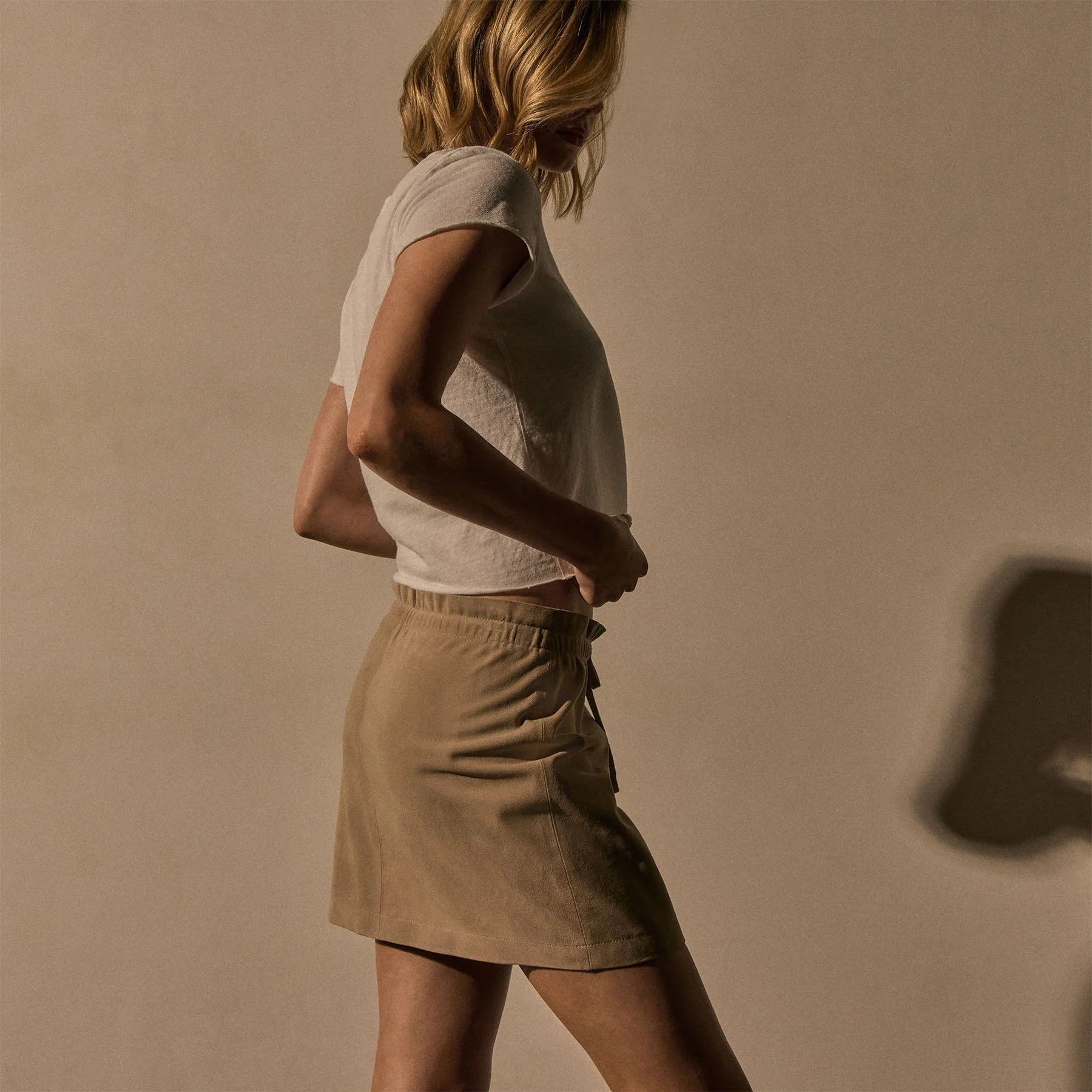 Suede Mini Skirt - Grout - Image 3