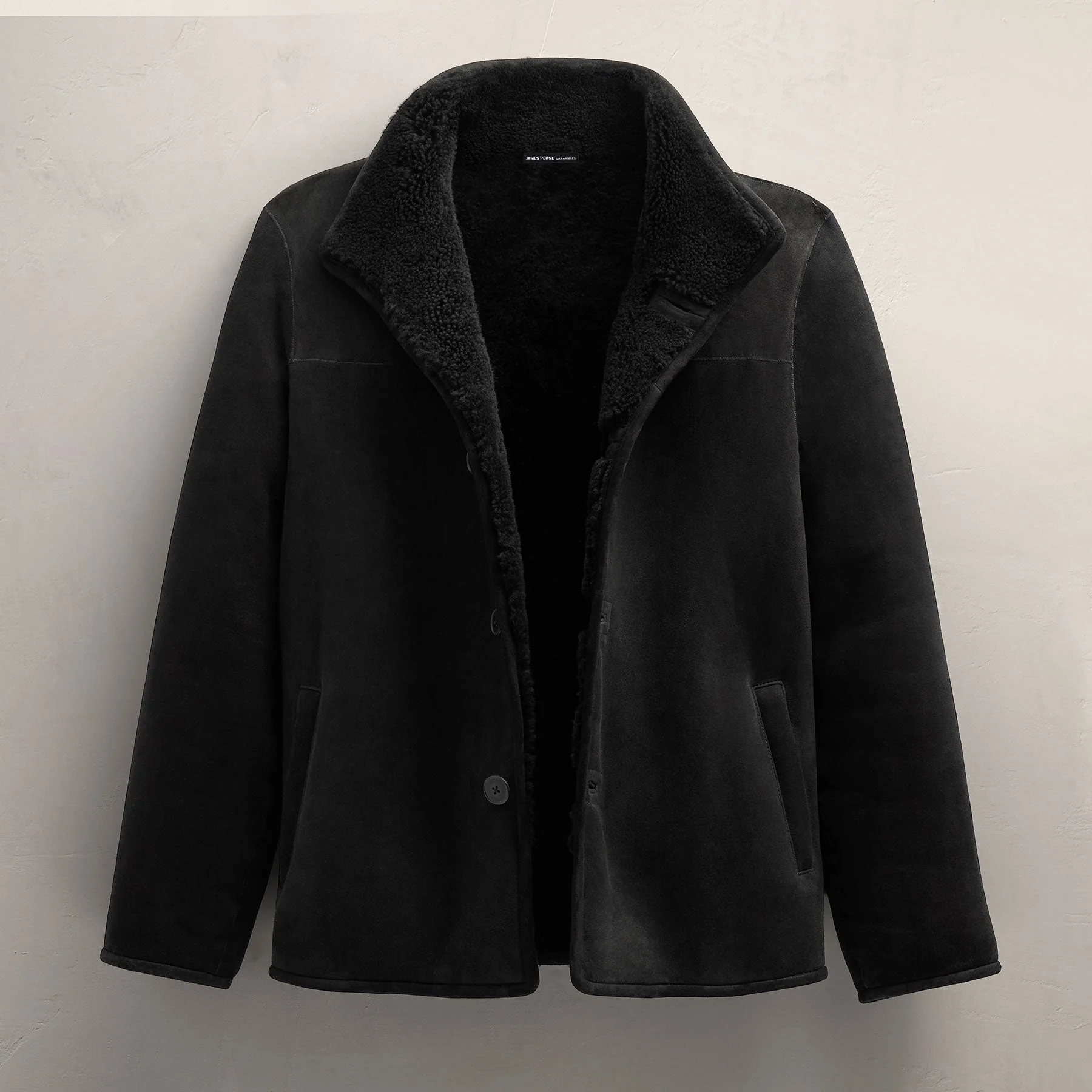 Suede Shearling Jacket - Black - Image 8