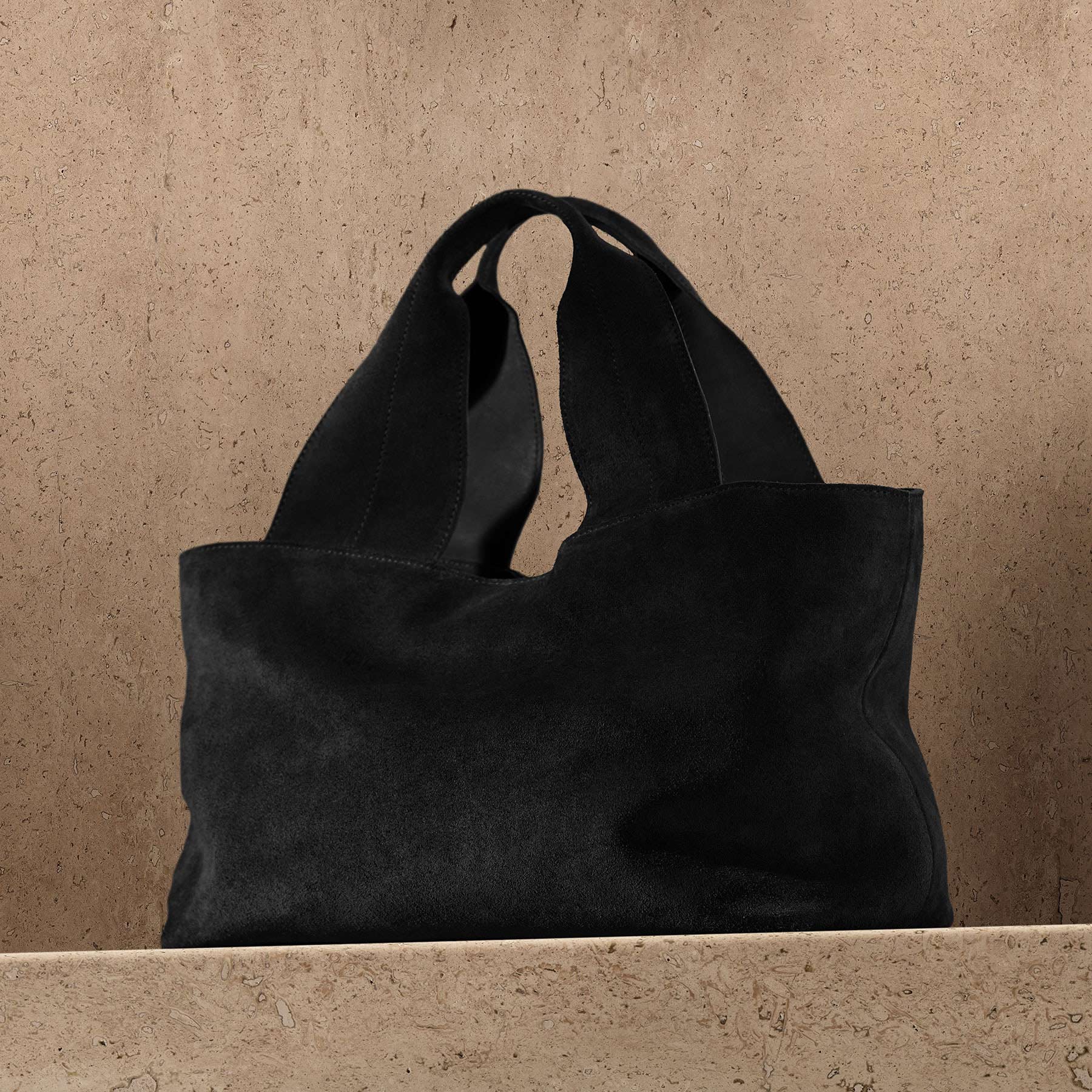 Suede Tote - Black - Image 6