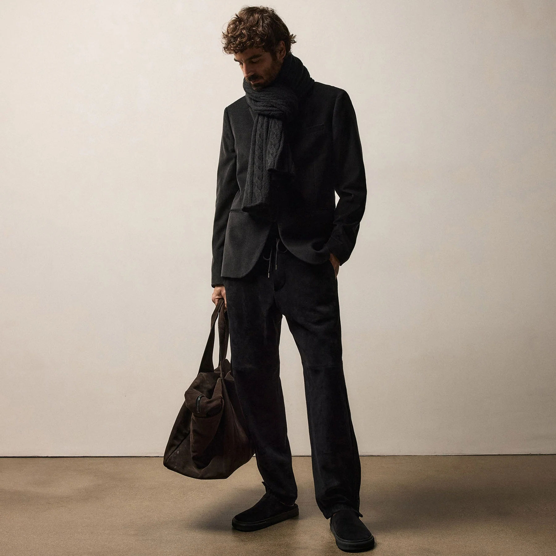 Suede Track Pant - Black - Image 3