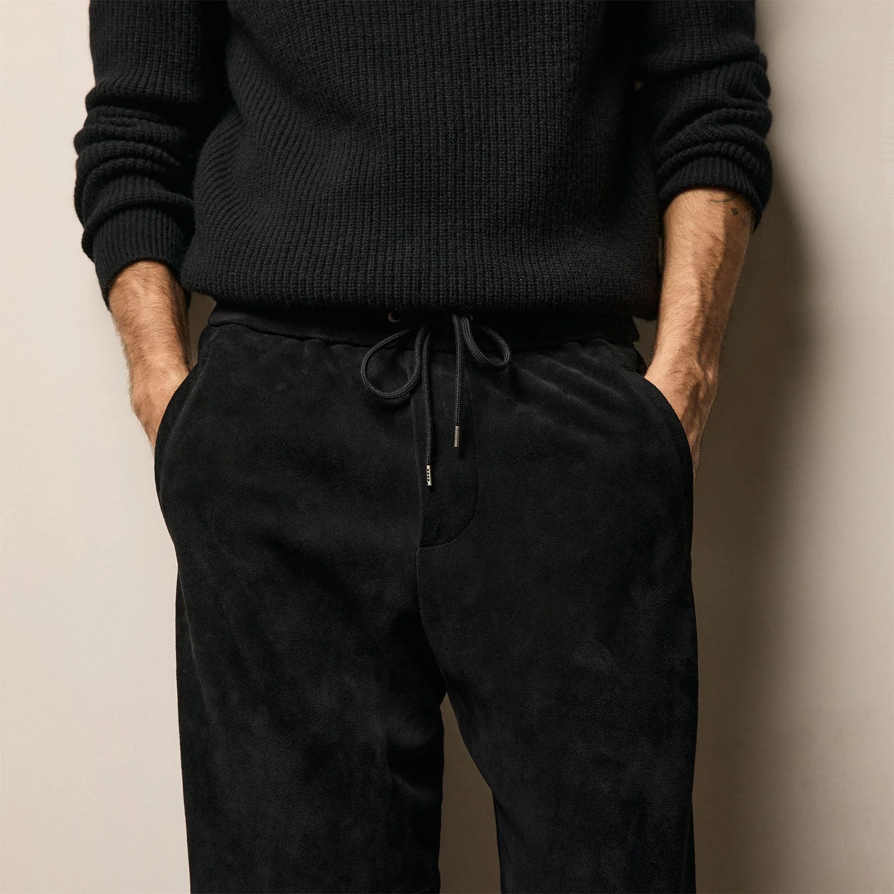 Suede Track Pant - Black - Image 4