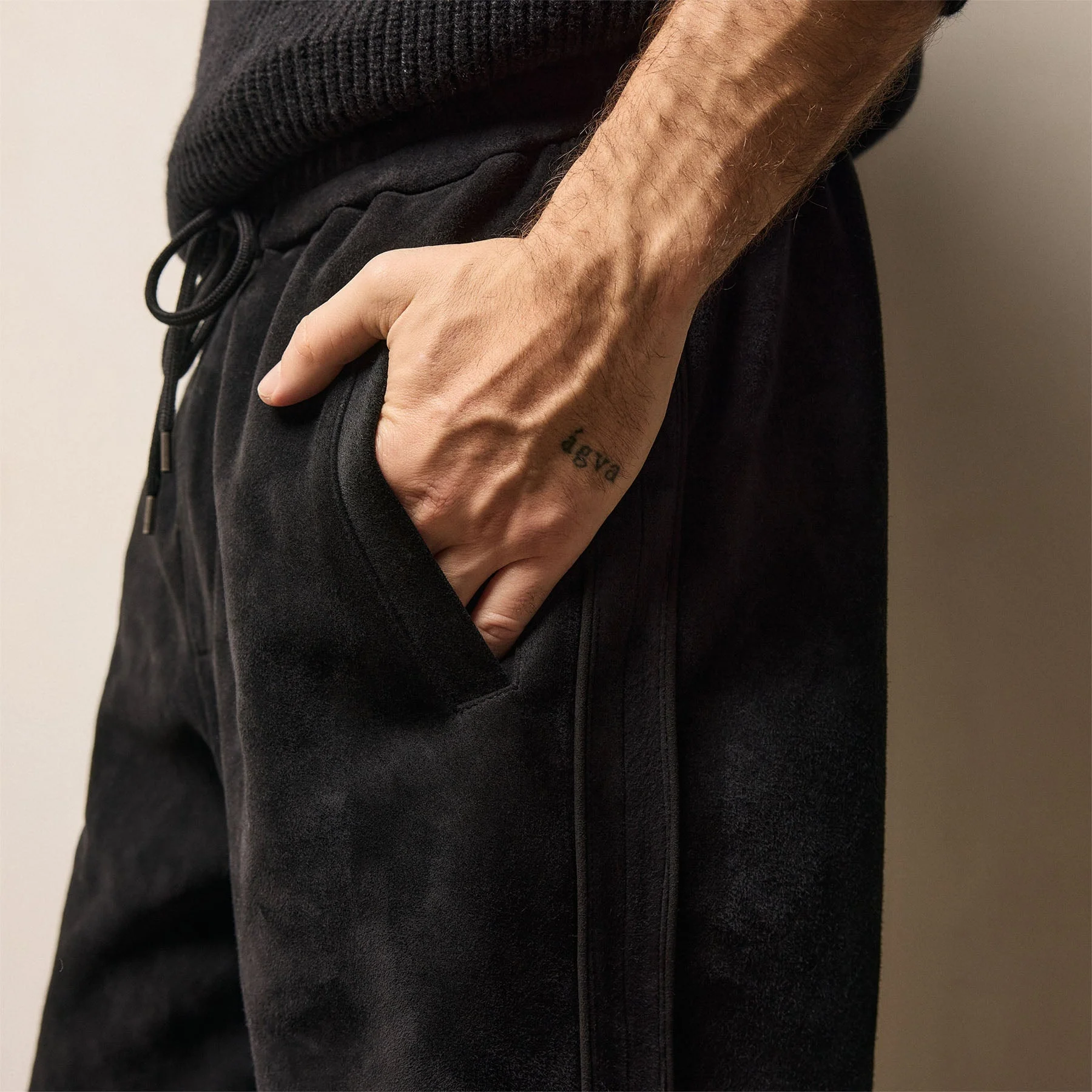 Suede Track Pant - Black - Image 5
