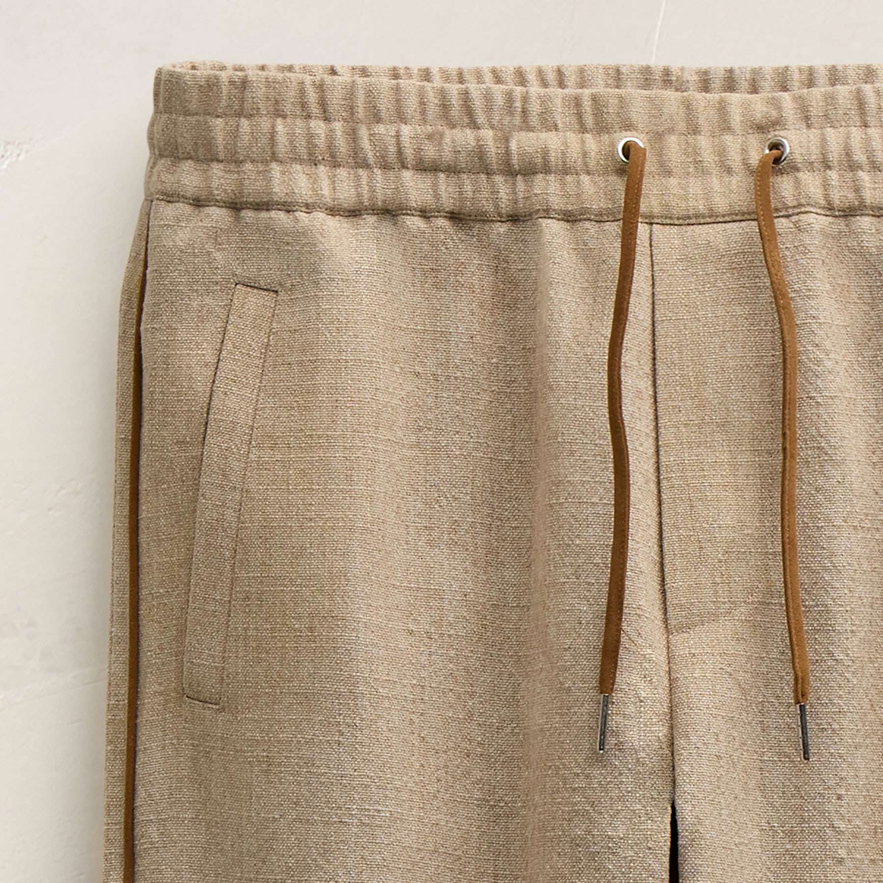 Suede Trimmed Track Pant - Natural/Tobacco - Image 5