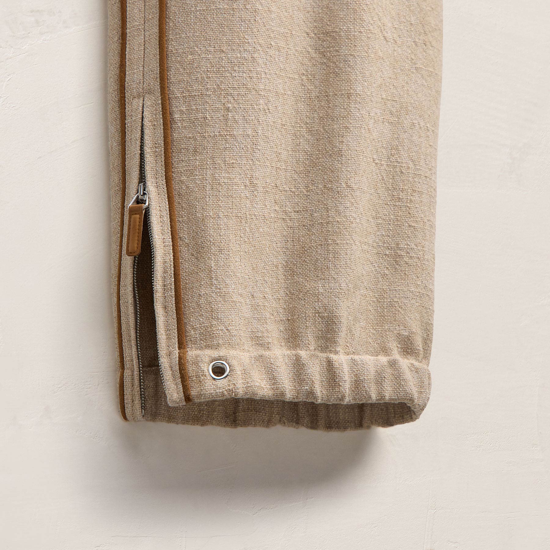 Suede Trimmed Track Pant - Natural/Tobacco - Image 7