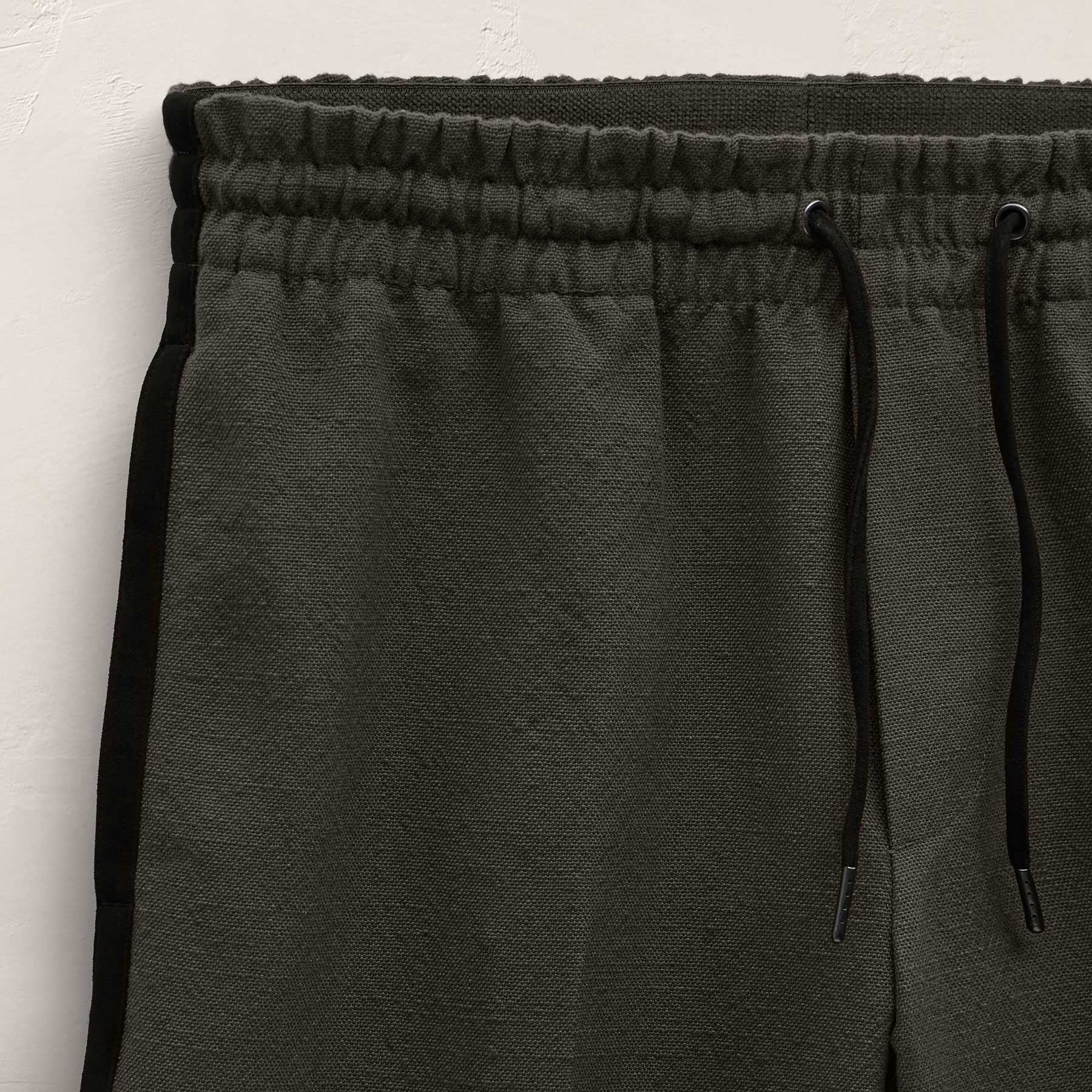 Suede Trimmed Track Short - Dark Olive/Black - Image 6