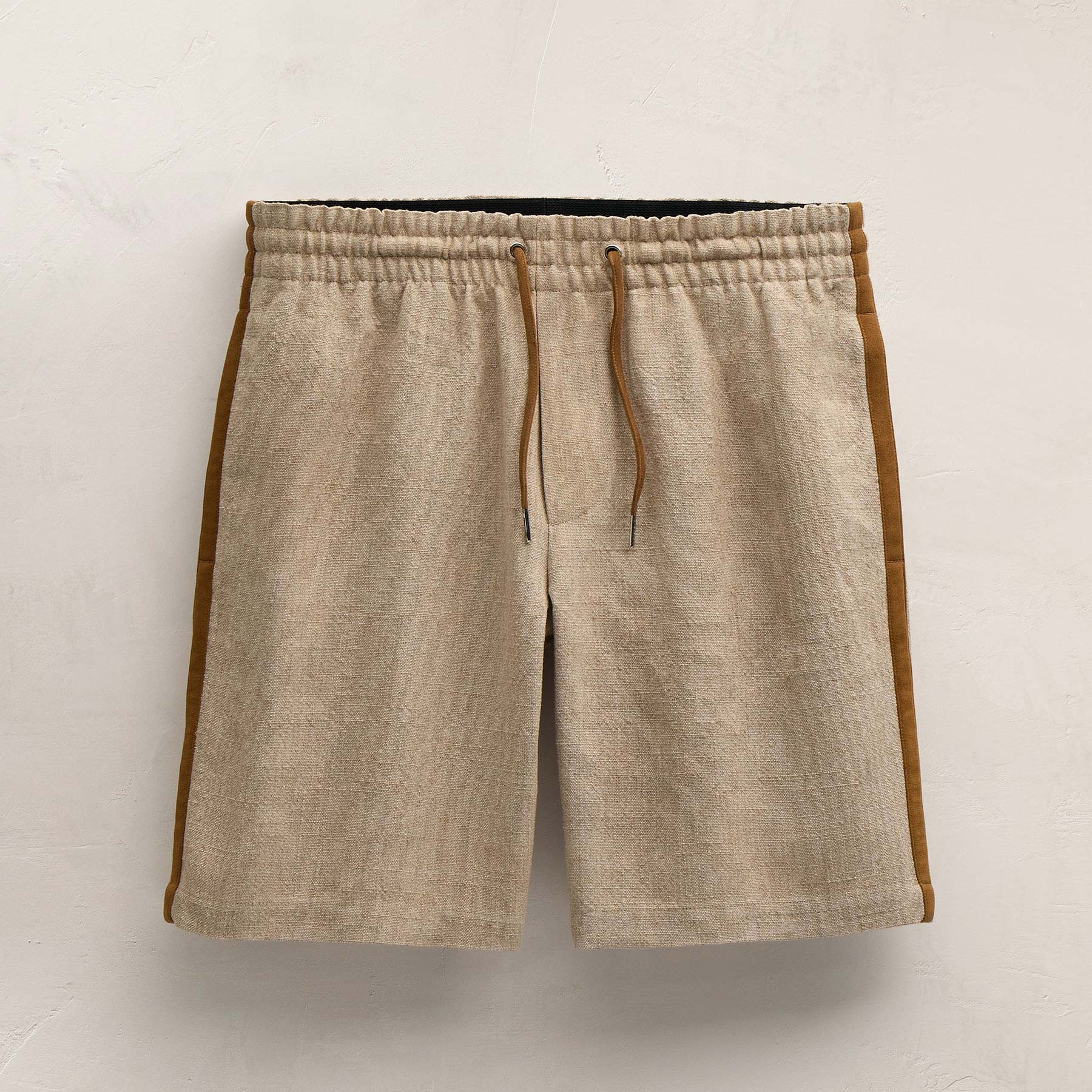 Suede Trimmed Track Short - Natural/Tobacco - Image 2