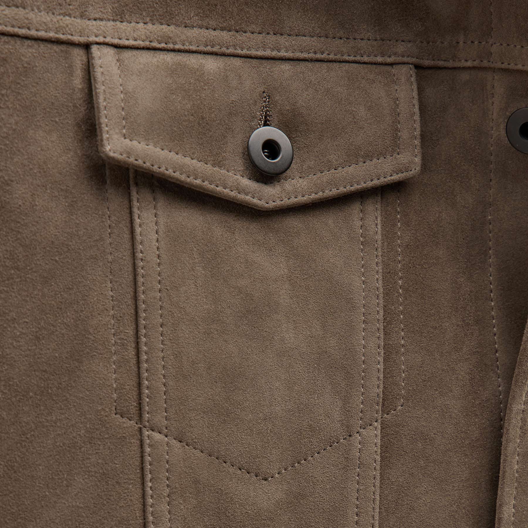 Suede Trucker Jacket - Caribou - Image 8