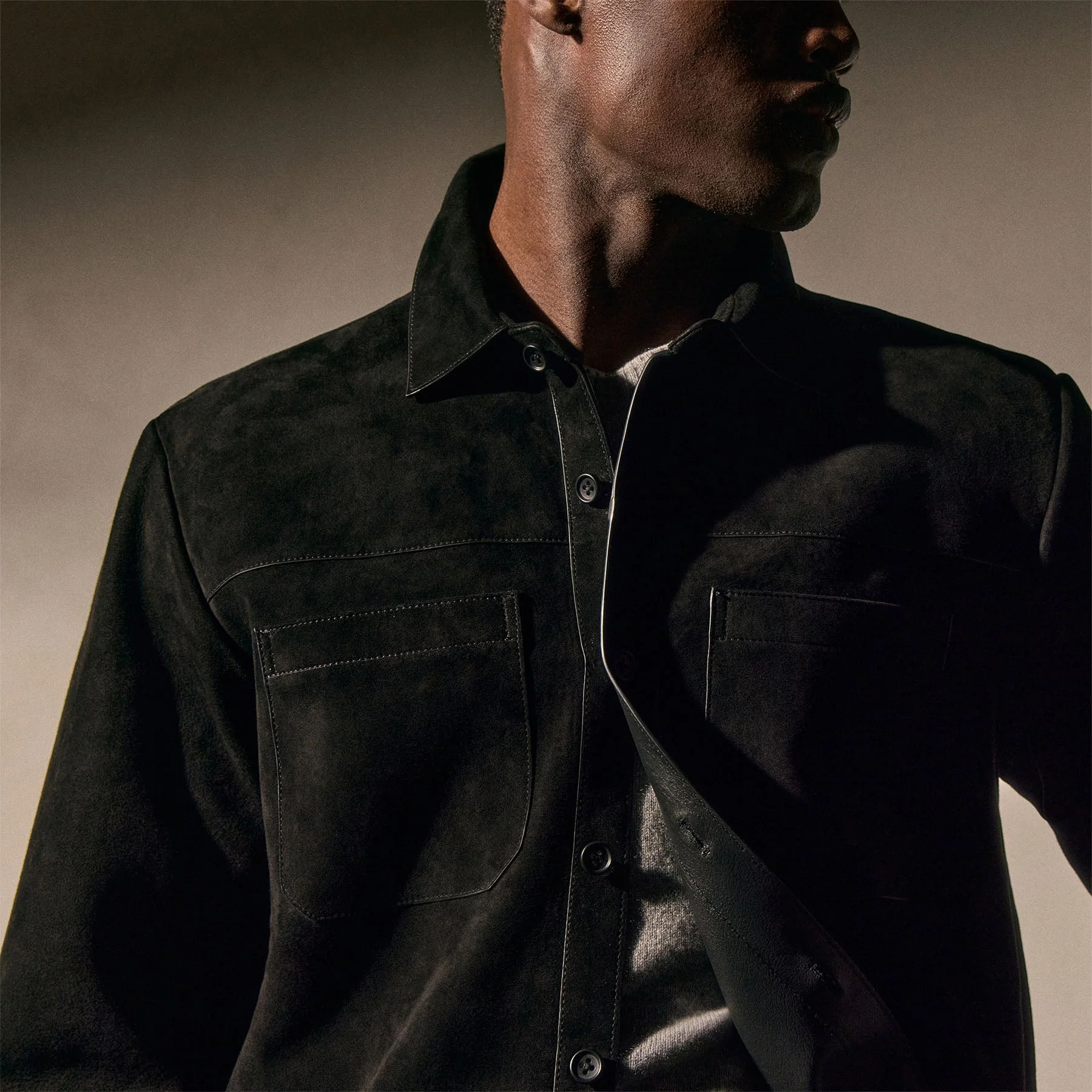 Suede Western Shirt - Black - Image 3