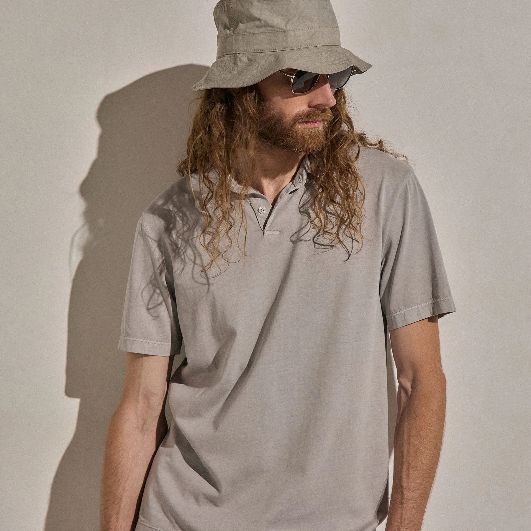 Sueded Jersey Polo - Fog Pigment - Image 11