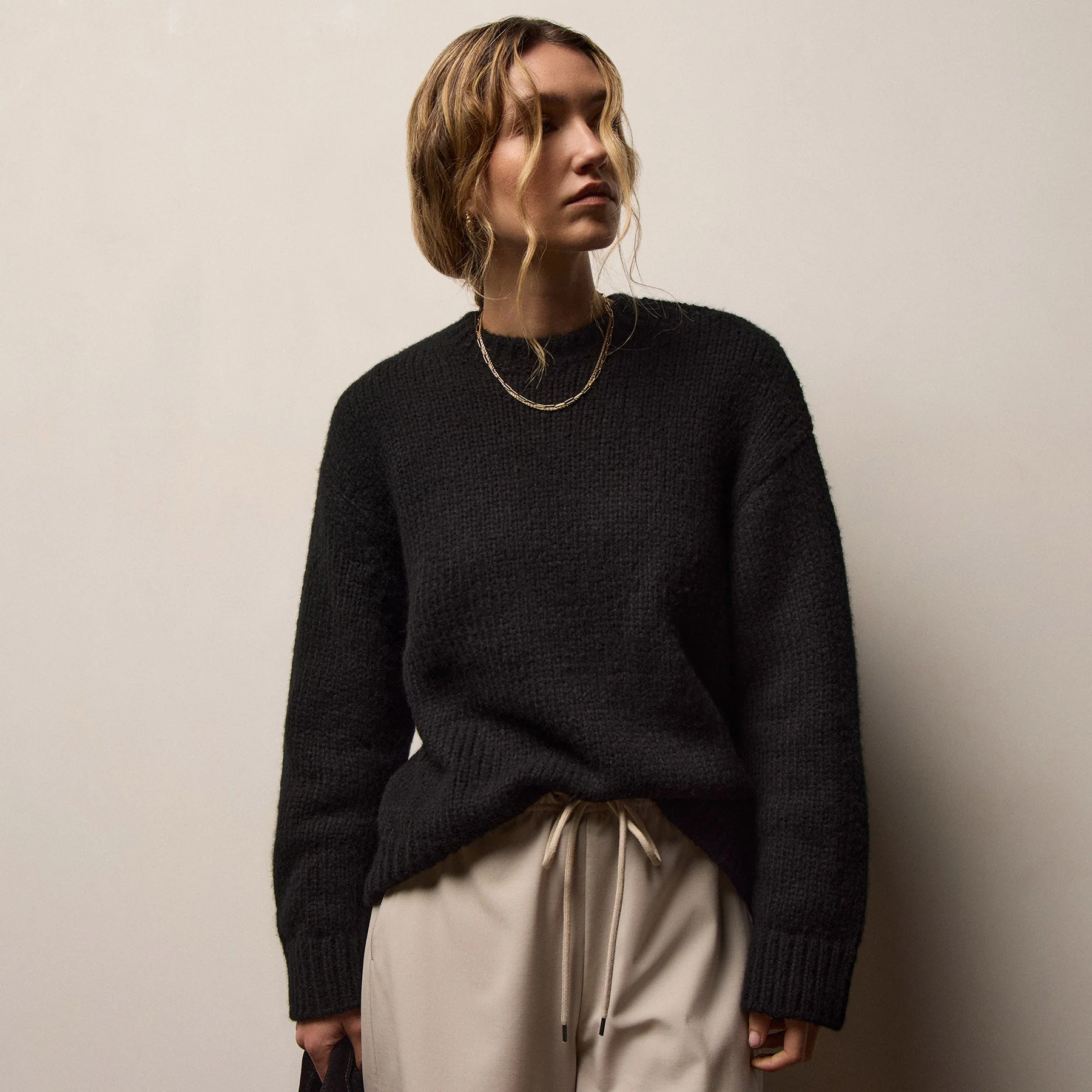Textured Cashmere Sweater - Black - Image 2
