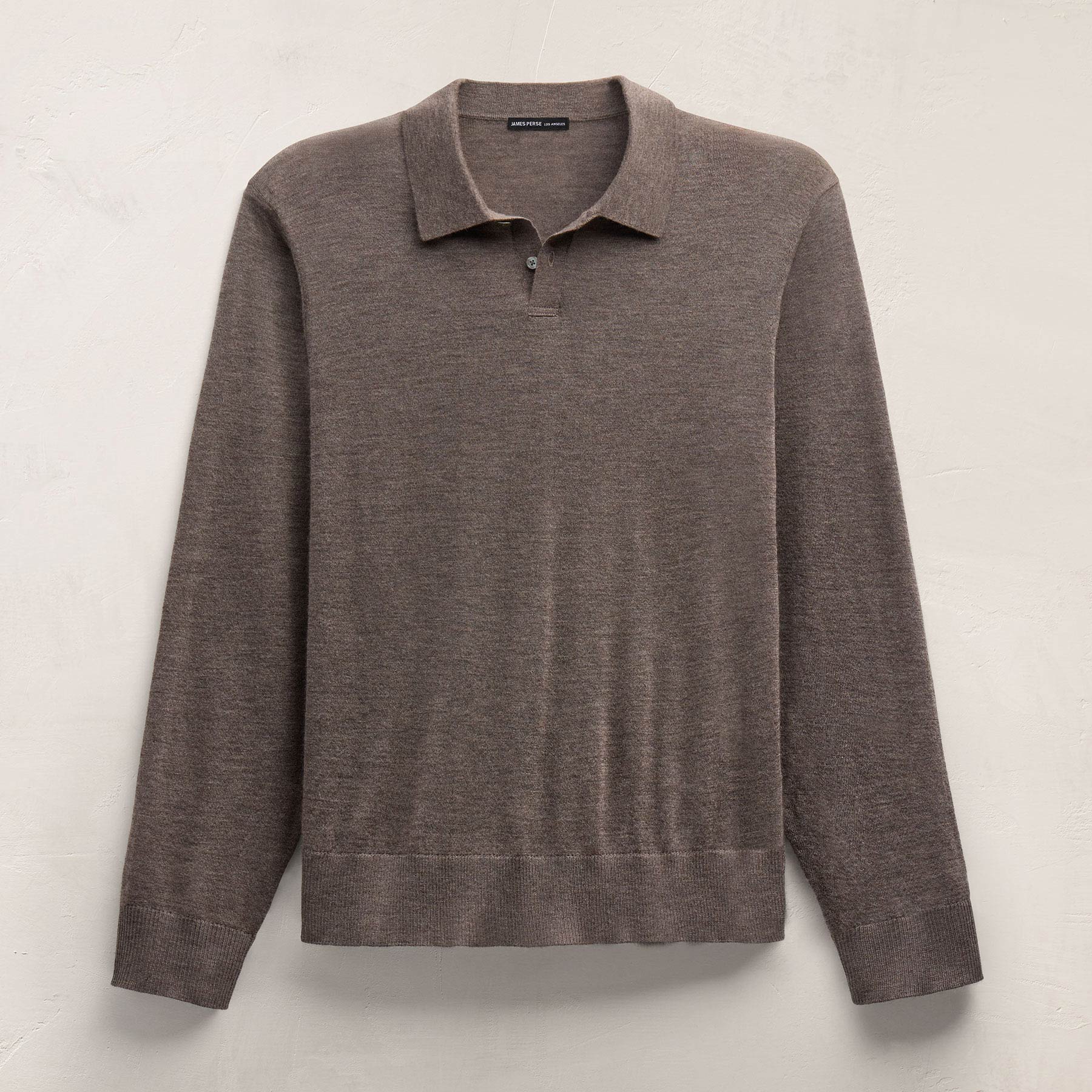 Ultrafine Cashmere Long Sleeve Polo - Dusty Brown - Image 2