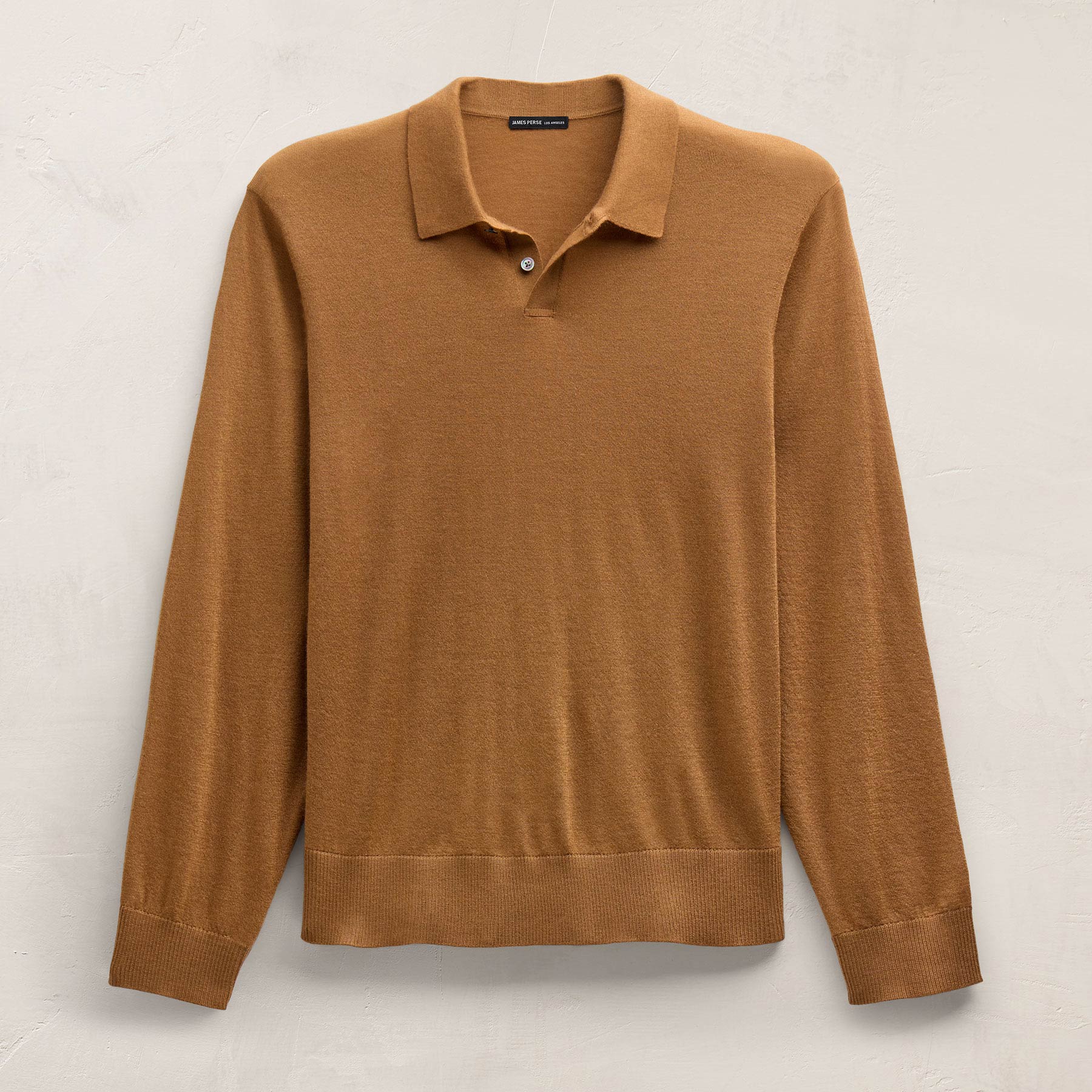 Ultrafine Cashmere Long Sleeve Polo - Whiskey - Image 2