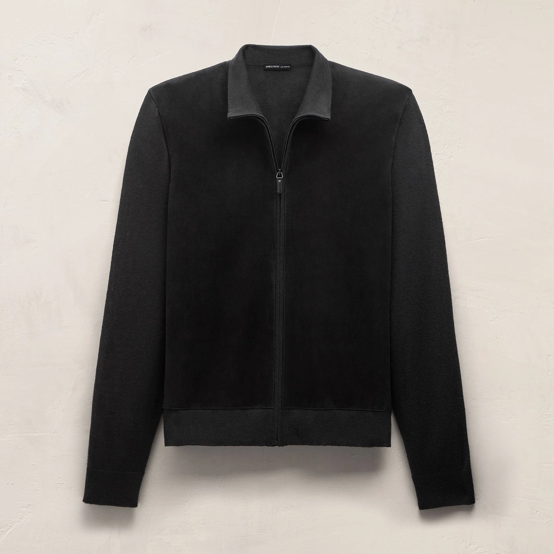Ultrafine Cashmere Suede Front Zip Cardigan - Black - Image 2