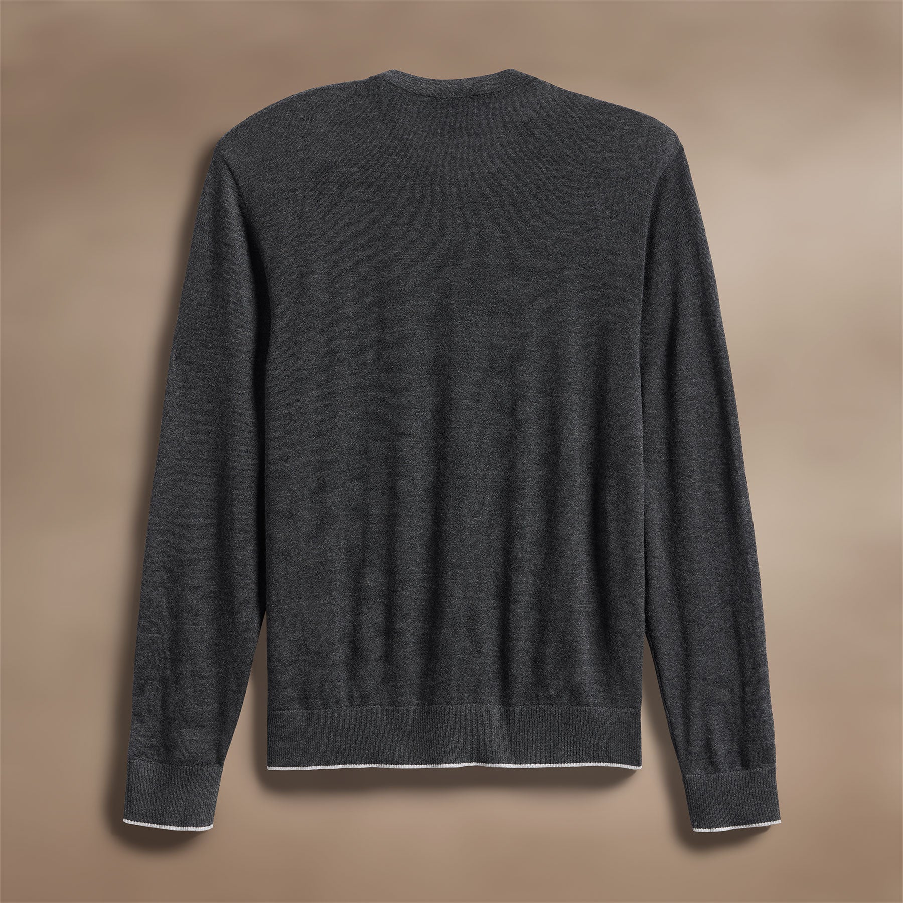 Ultrafine Cashmere Tipped Crew - Coal/Light Heather Grey - Image 5