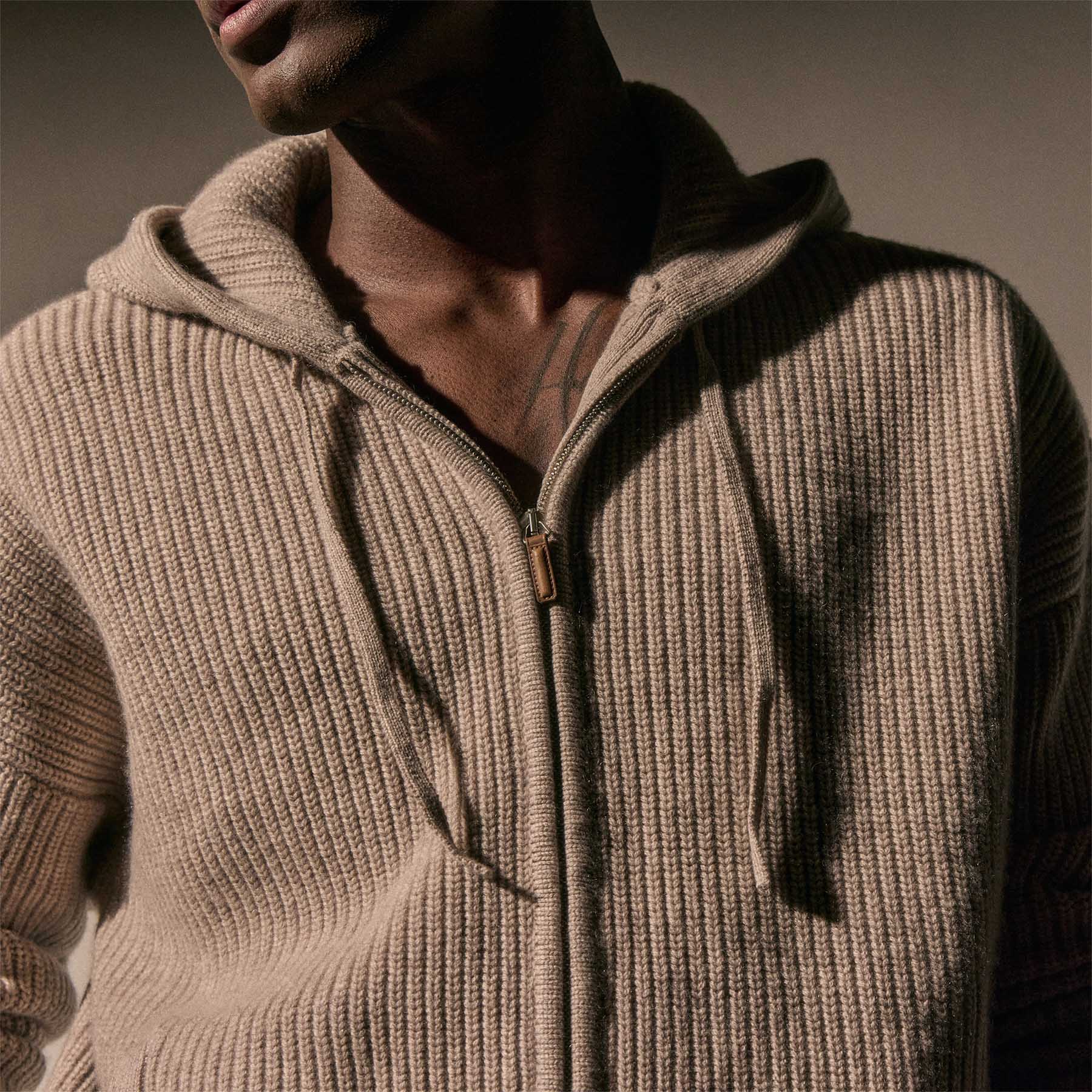 Unisex Beach Zip Sweater - Stone - Image 6