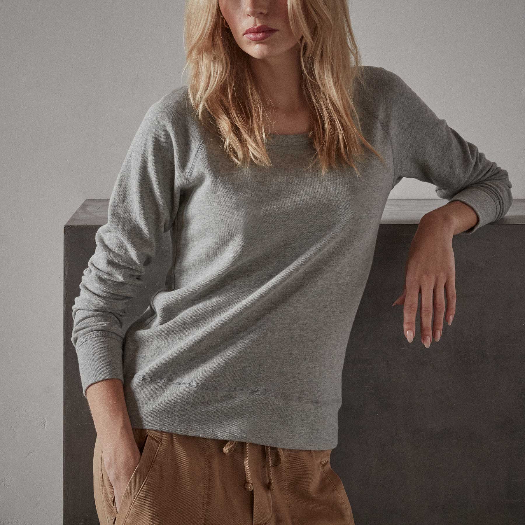 Vintage French Terry Sweatshirt - Heather Grey - Image 3