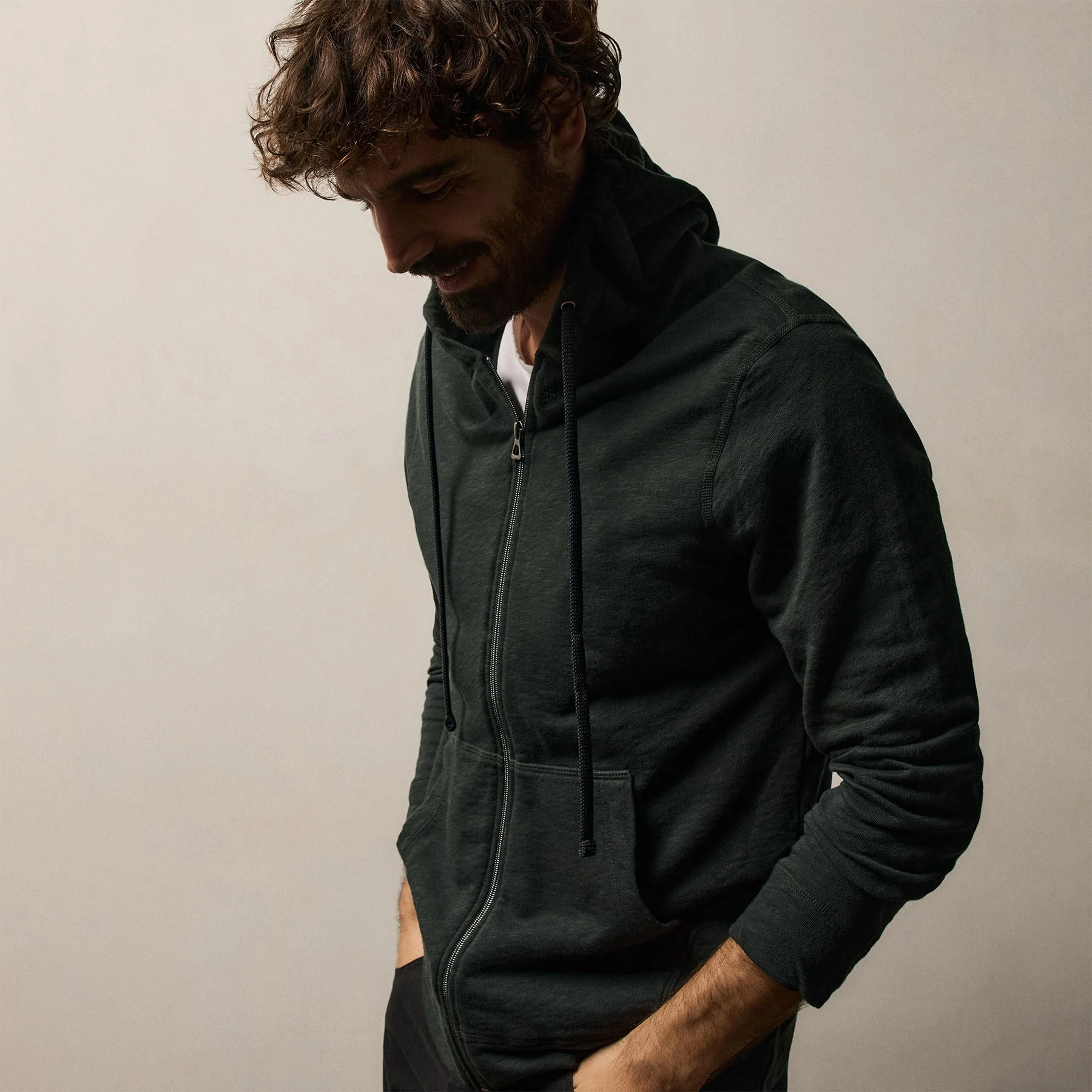 Vintage French Terry Zip Up Hoodie - Fern - Image 3