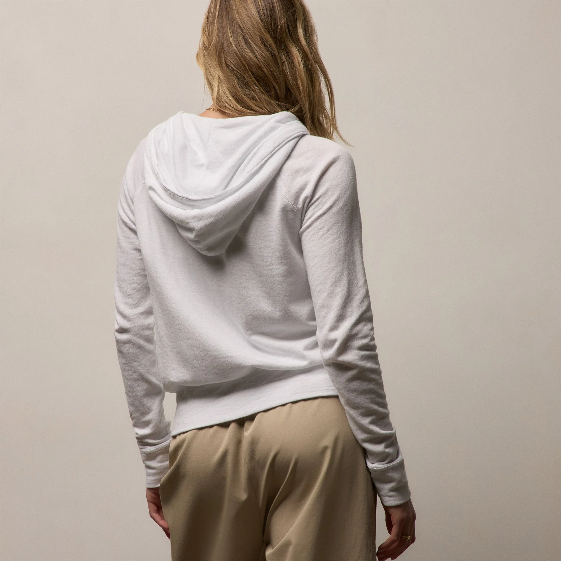 Vintage French Terry Zip Up Hoodie - White - Image 4