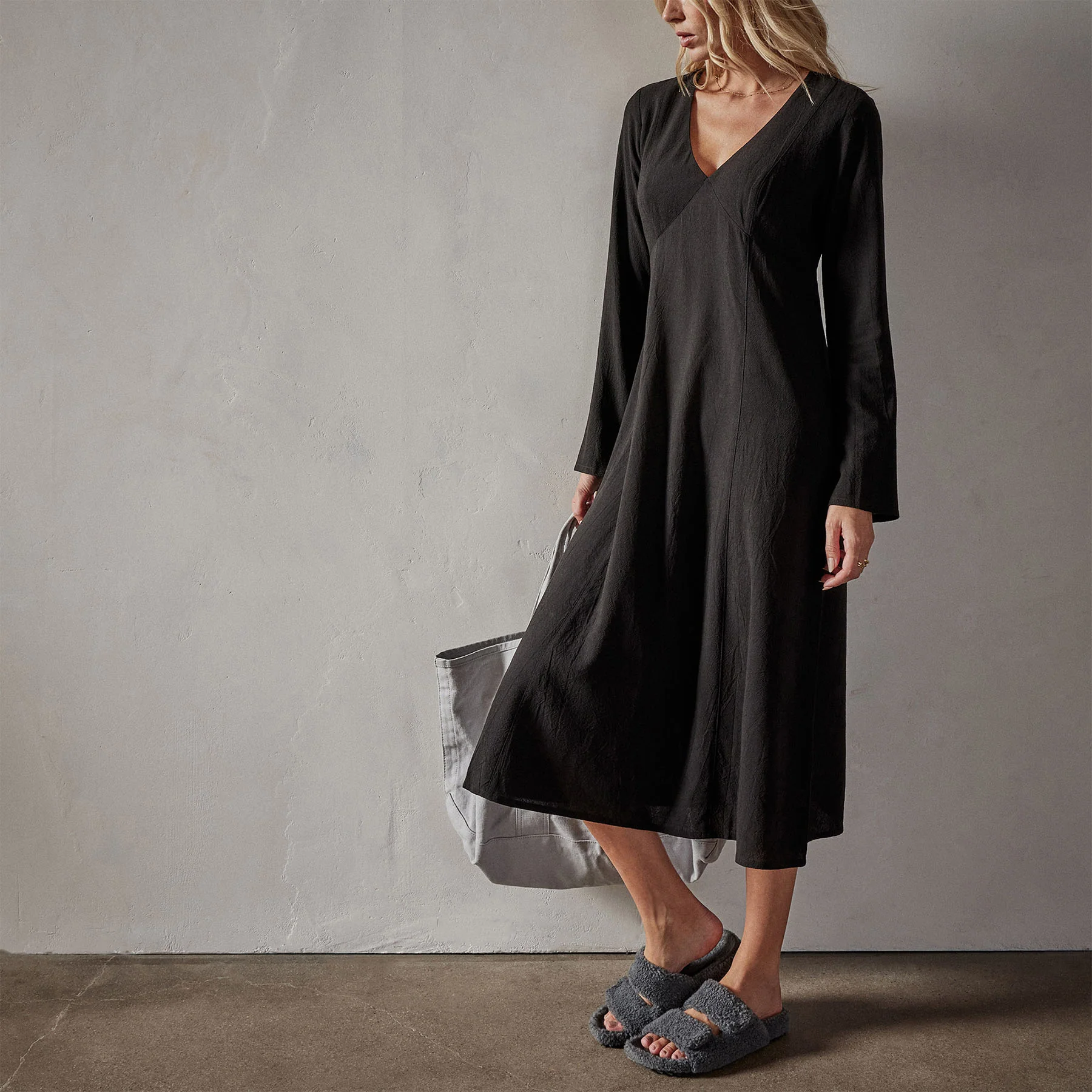 Viscose Linen Contour Dress - Black