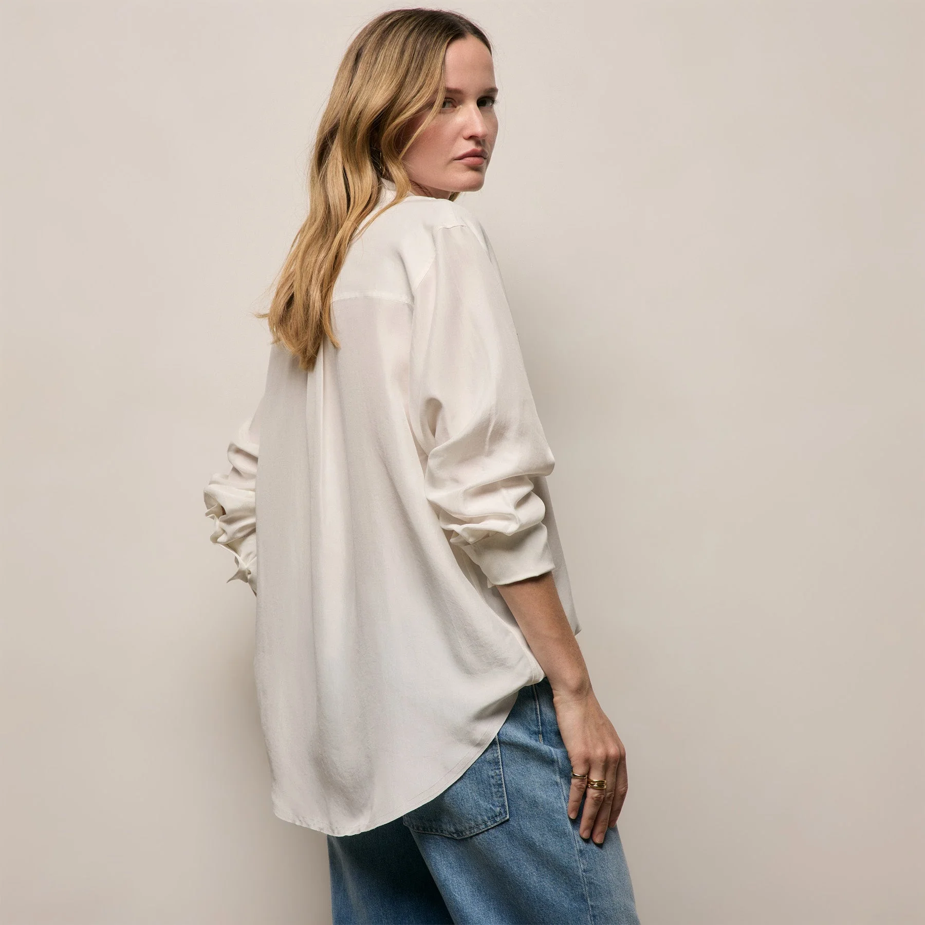 Washed Silk Patch Shirt - Ivory - Image 7