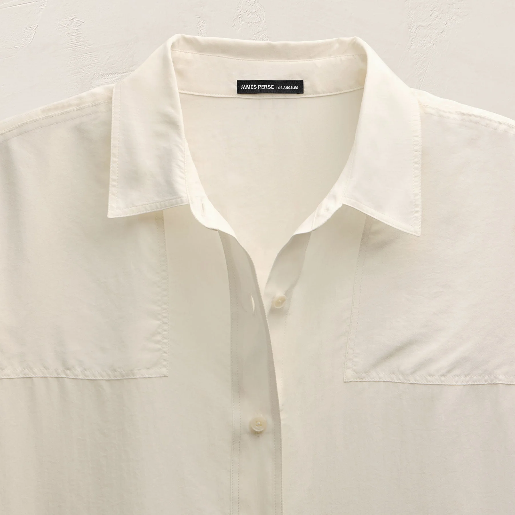 Washed Silk Patch Shirt - Ivory - Image 9
