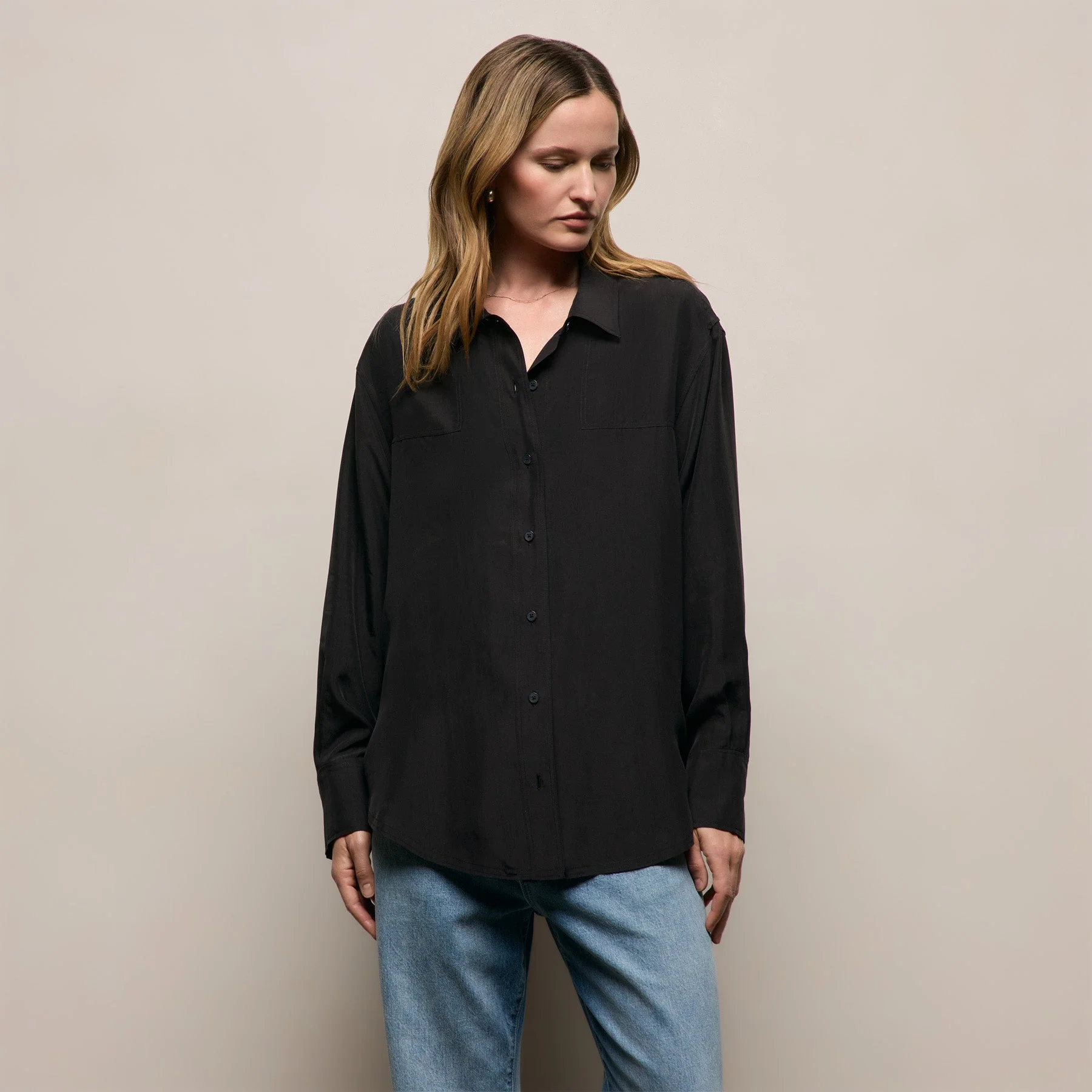 Washed Silk Patch Shirt - Washed Black - Image 6