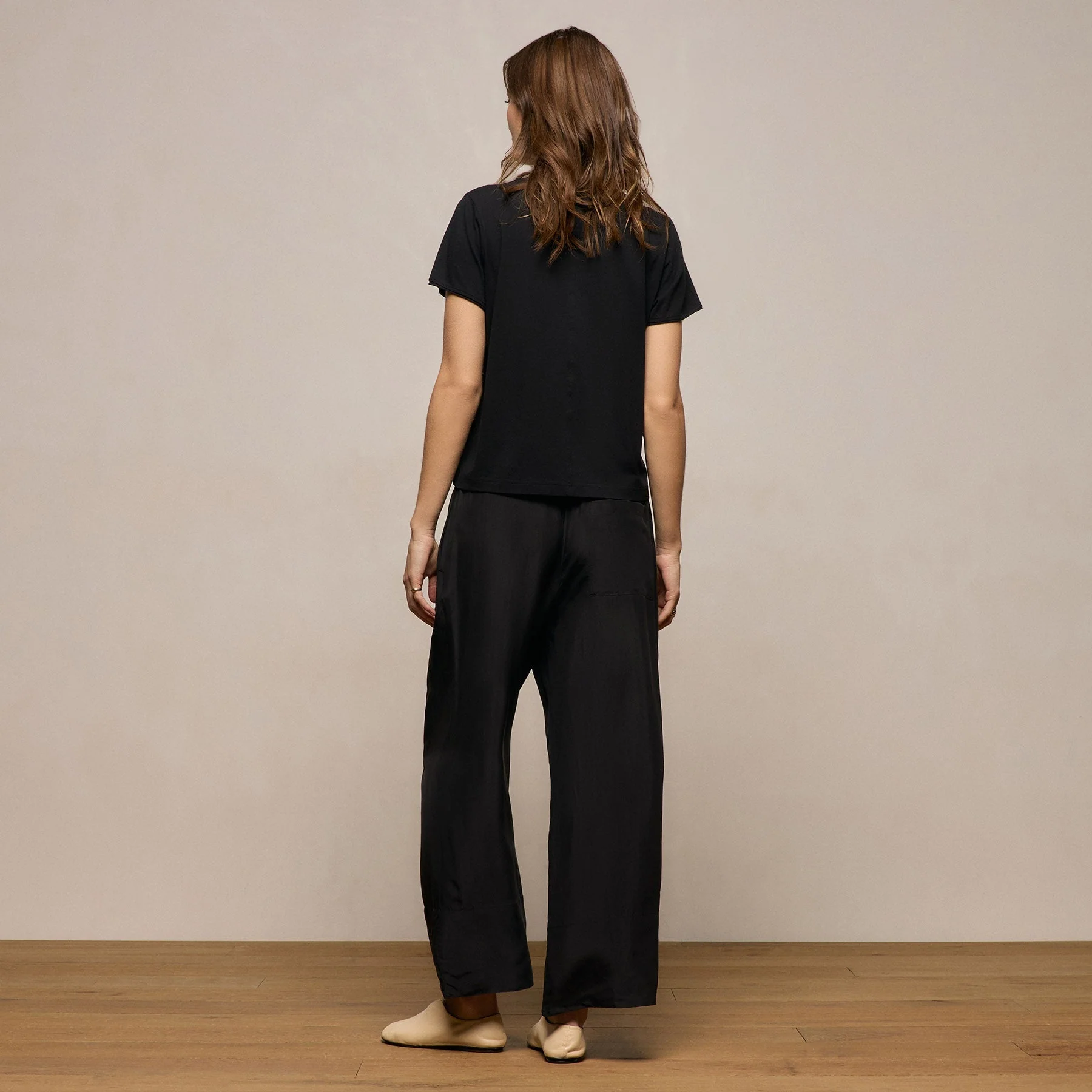 Washed Silk Wide Cuff Pant - Washed Black - Image 5