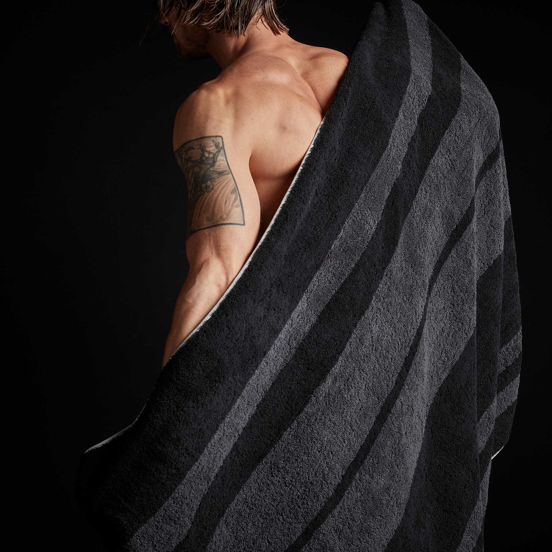 Wide Stripe Beach Towel - Black/Abyss - Image 3