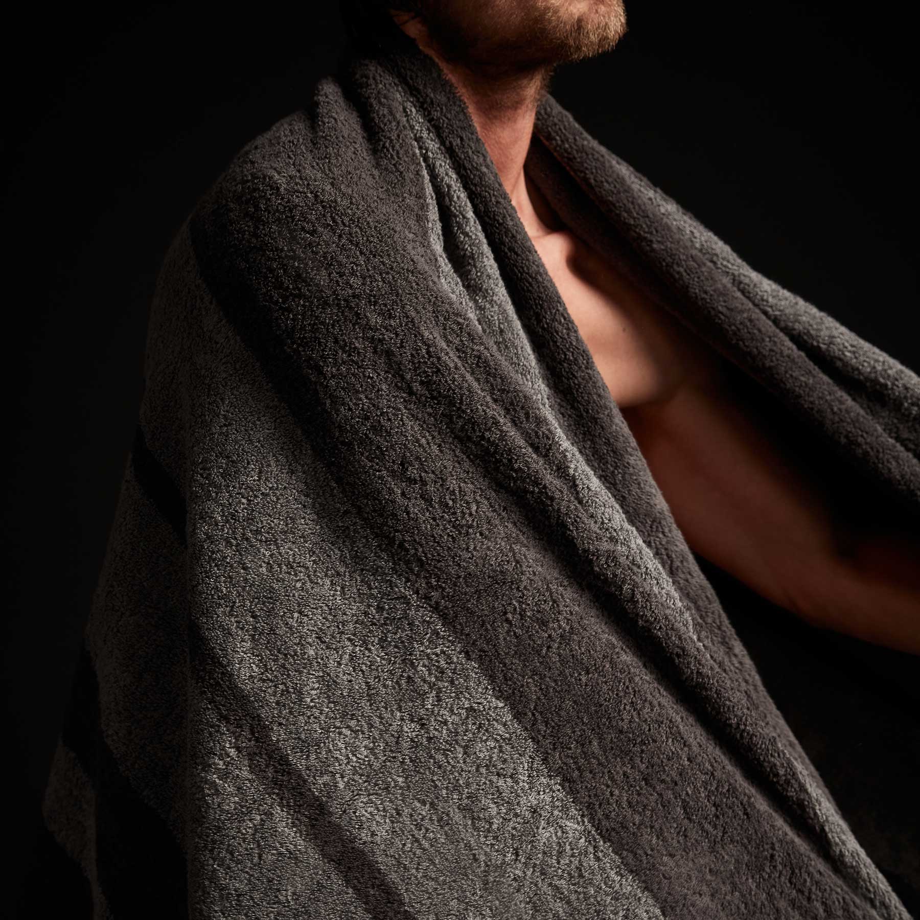 Wide Stripe Beach Towel - Slate/Raccoon Grey - Image 5