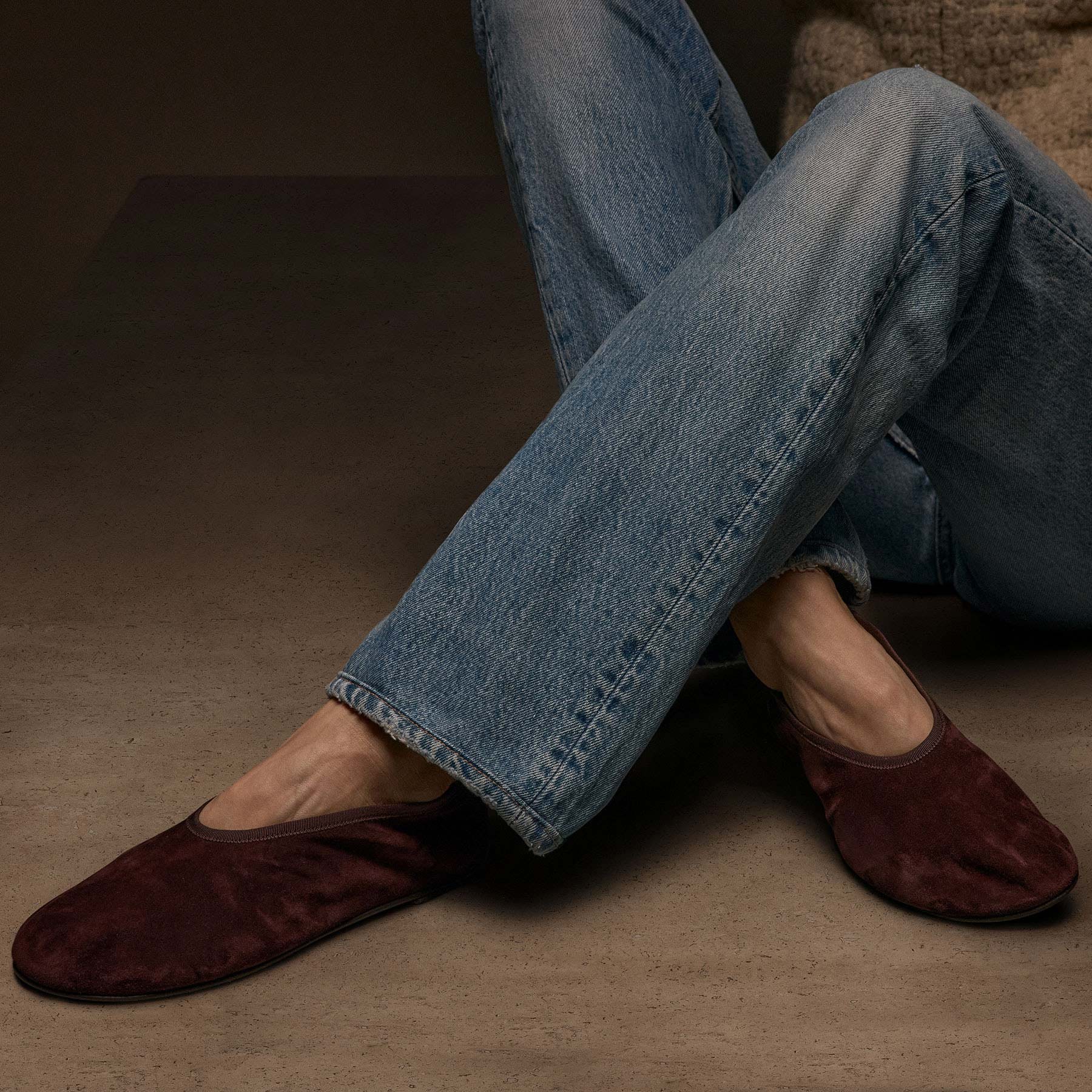 Women's Binded Suede Ballet Flat - Deep Burgundy/Wine - Image 6