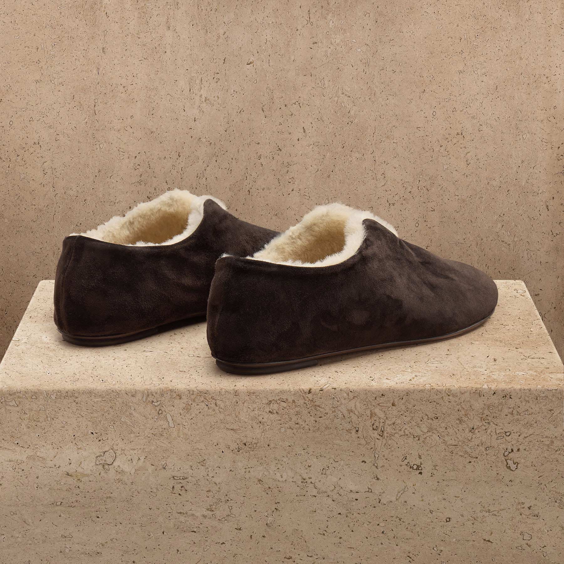 Women's Shearling Lined Suede Babouche - Acero/Natural - Image 3