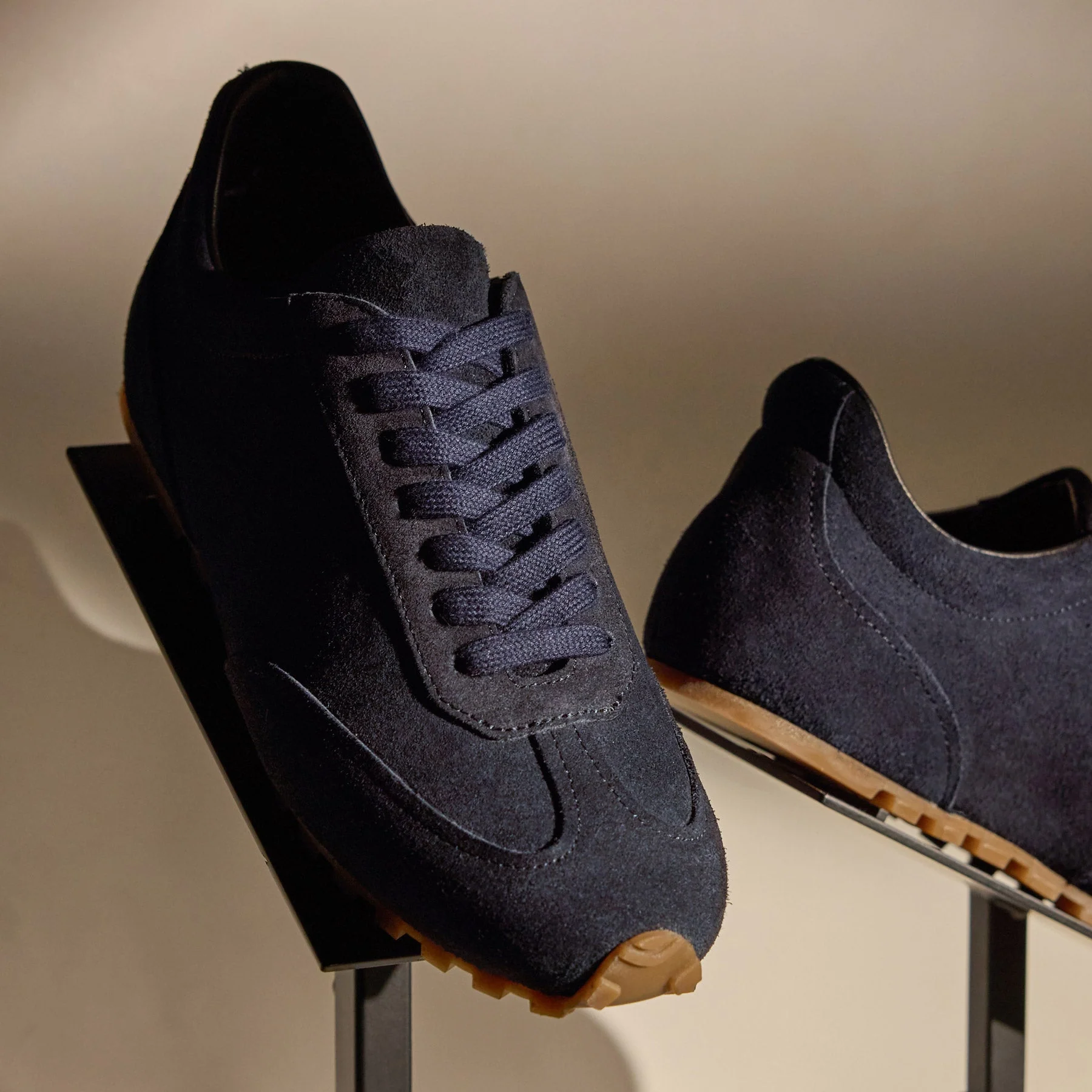 Women's Suede Low Running Sneaker - Navy - Image 3