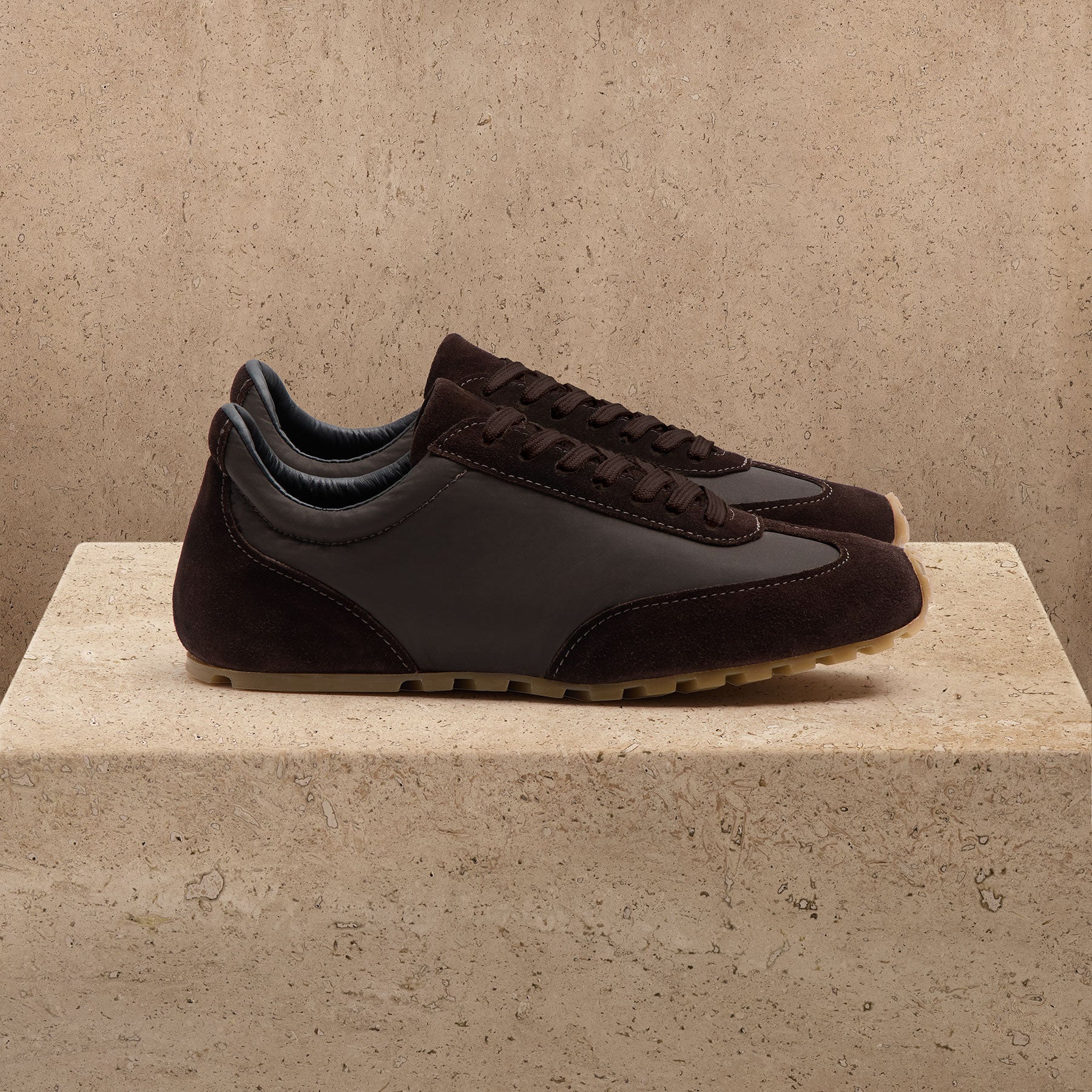 Women's Suede Mixed Media Sneaker - Chocolate - Image 2