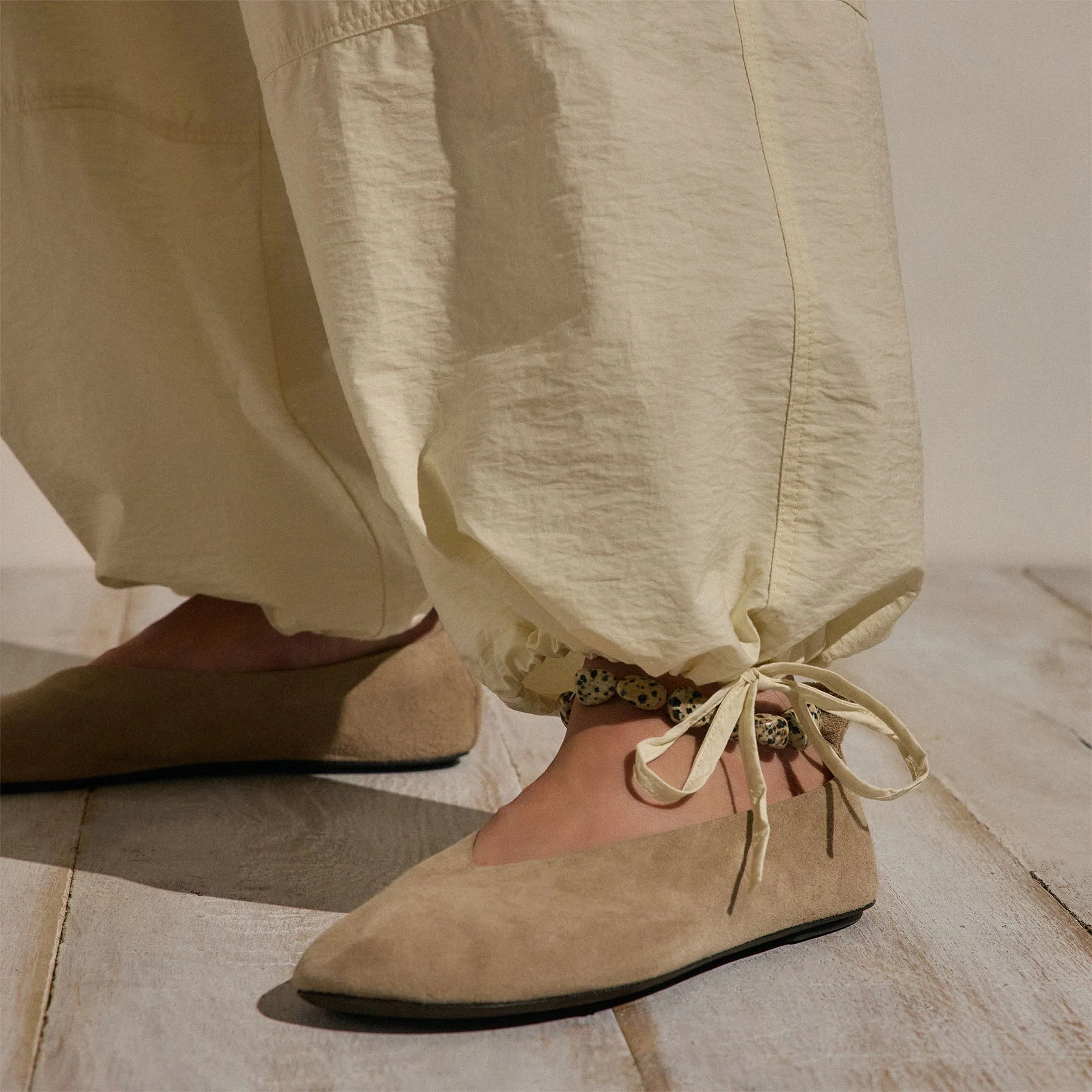 Women's Suede V Ballet Flat - Natural - Image 5