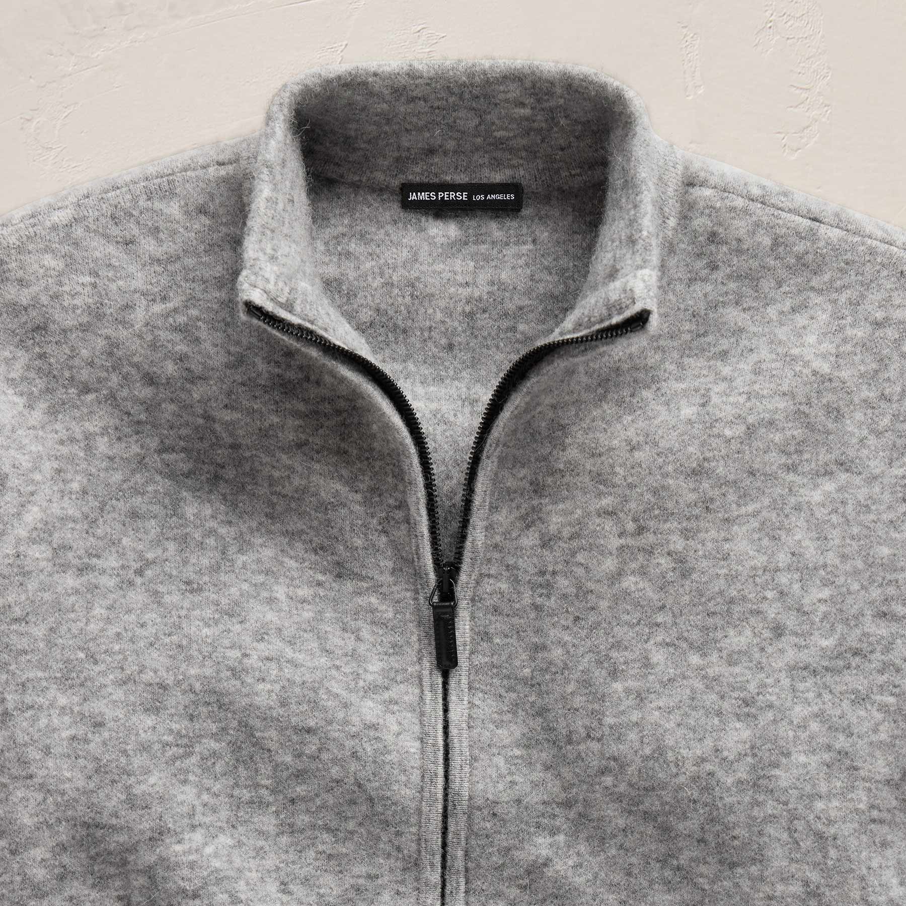 Wool Alpaca Zip Jacket - Mid Grey - Image 4